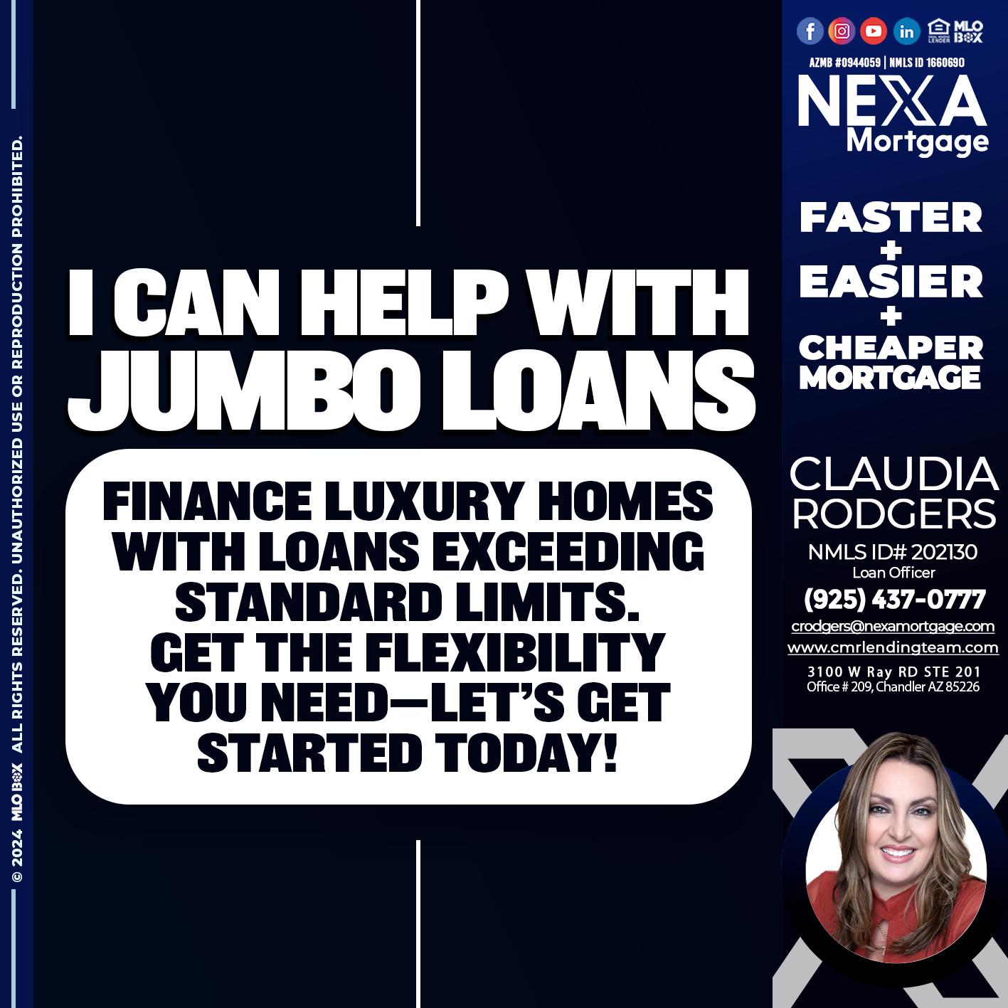 JUMBO LOANS - Claudia Rodgers -Loan Officer