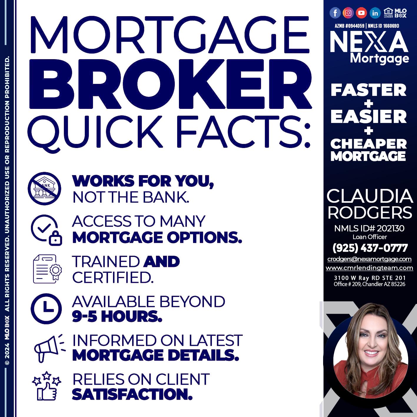 MORTGAGE BROKER QUICK FACTS - Claudia Rodgers -Loan Officer