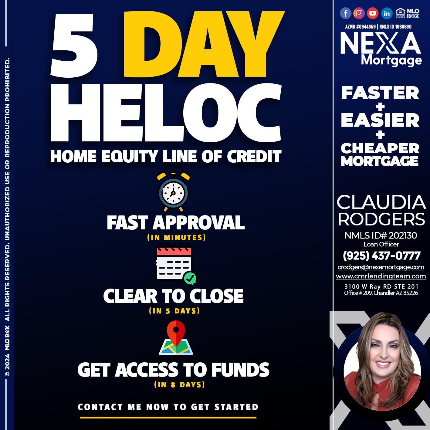 5 DAY HELOC - Claudia Rodgers -Loan Officer