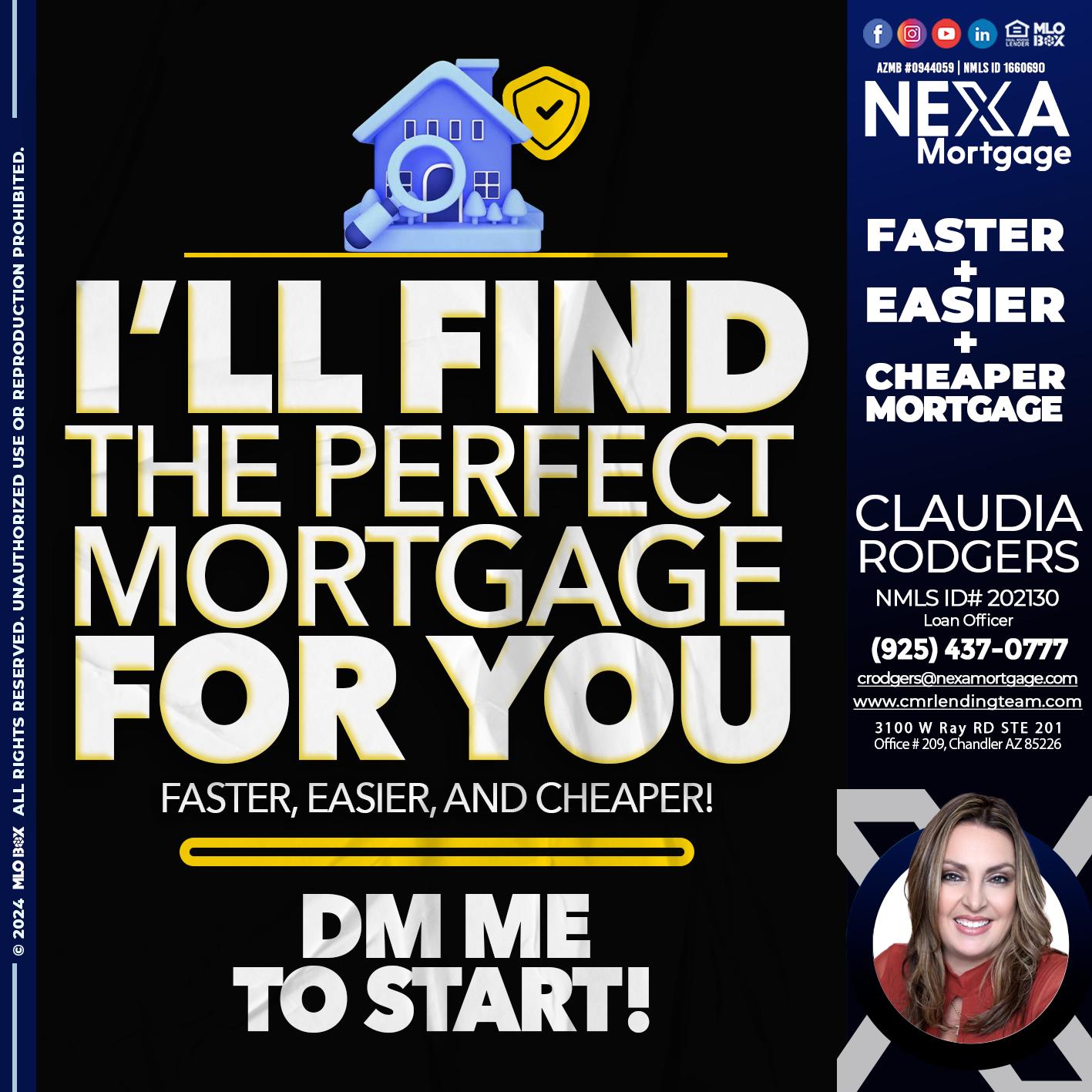 I WILL FIND YOU - Claudia Rodgers -Loan Officer