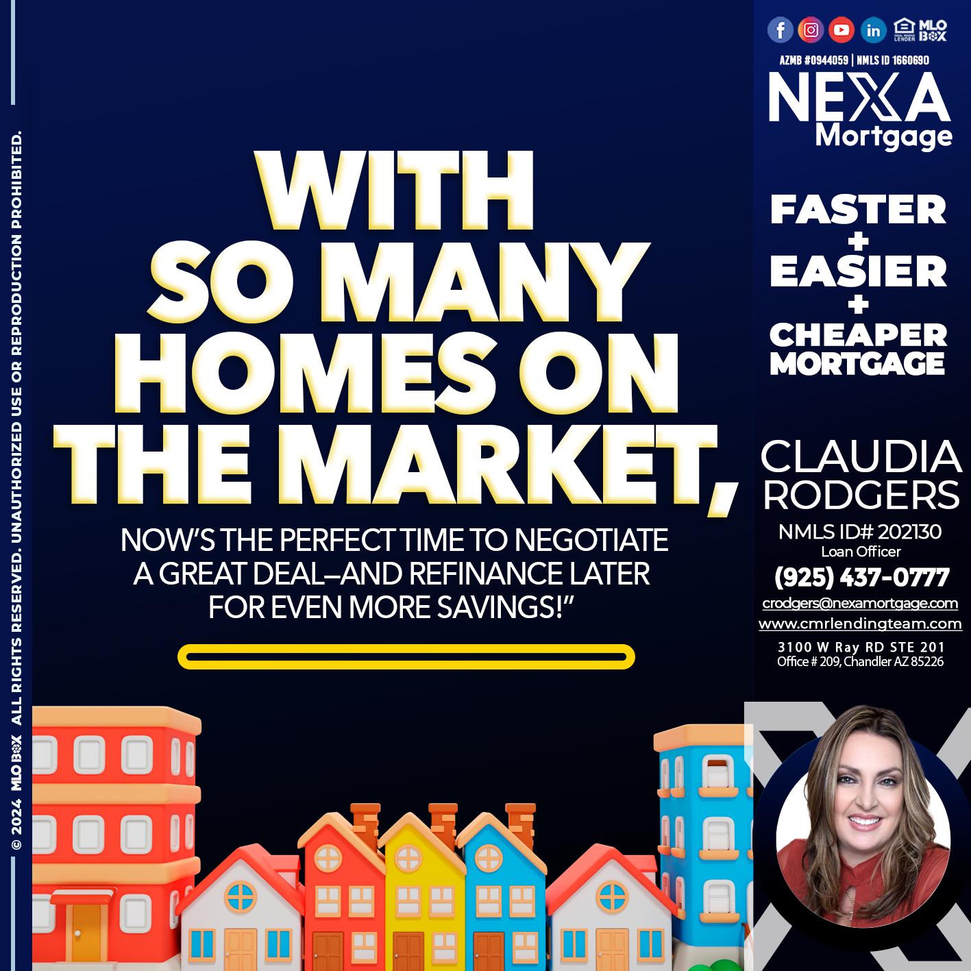 WITH SO MANY HOMES - Claudia Rodgers -Loan Officer