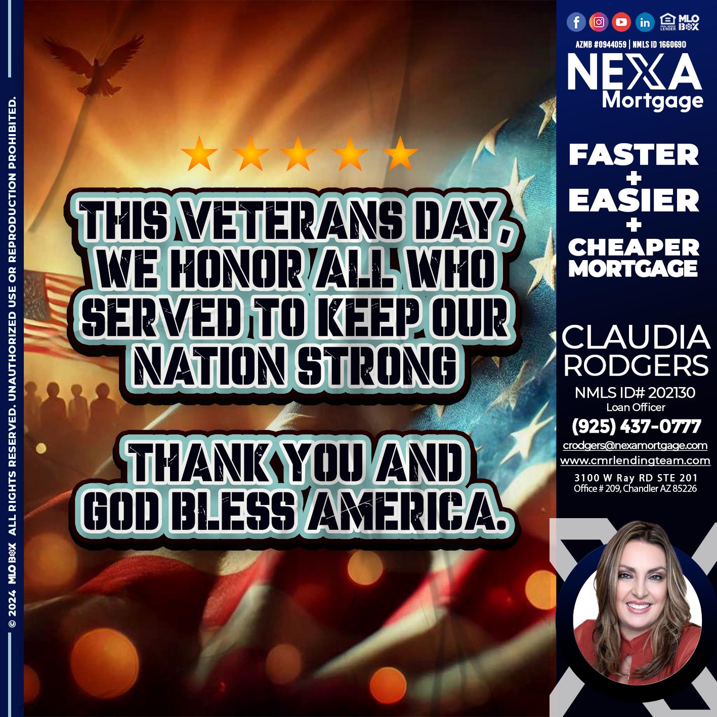 THIS VETERANS DAY - Claudia Rodgers -Loan Officer