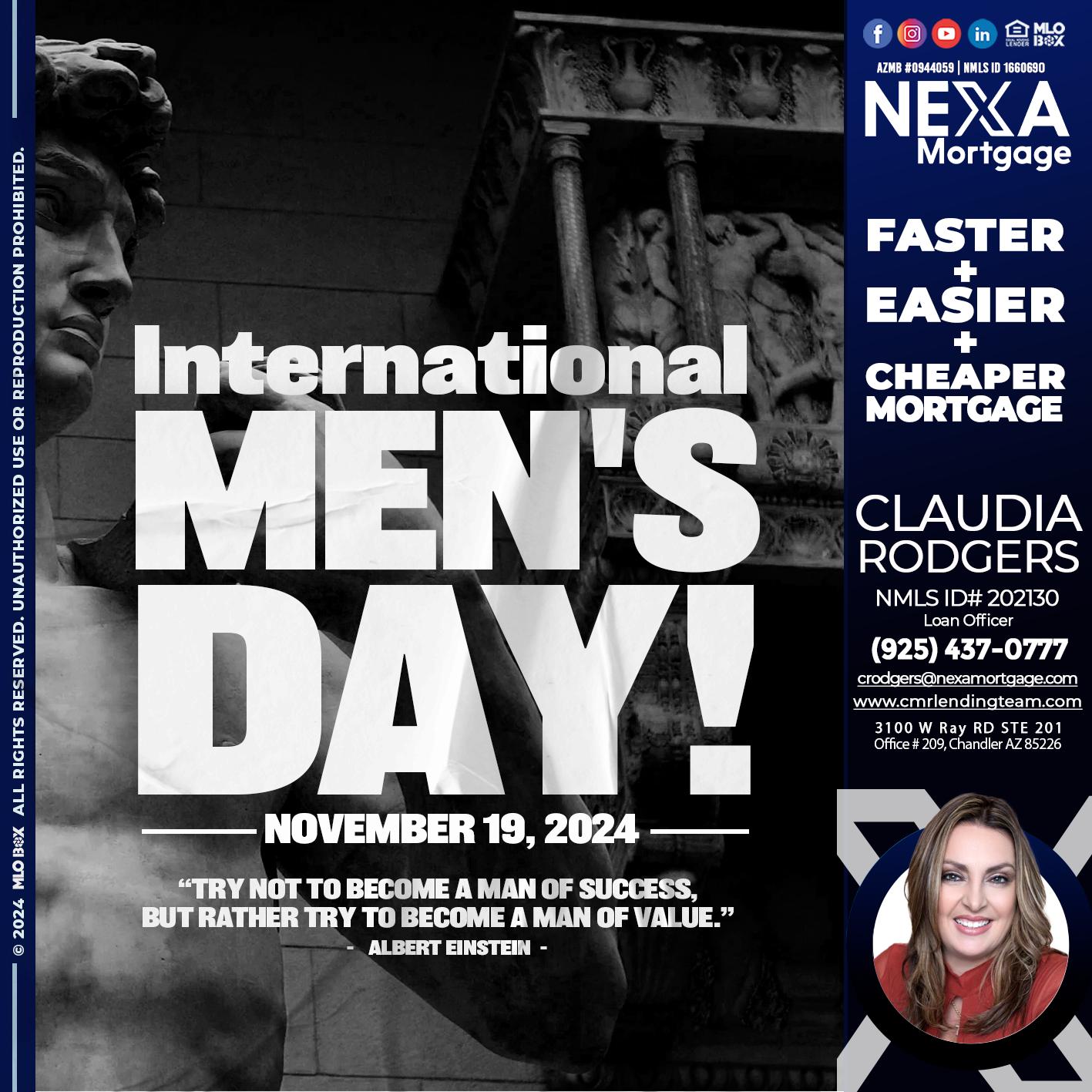 INTERNATIONAL MENS DAY - Claudia Rodgers -Loan Officer