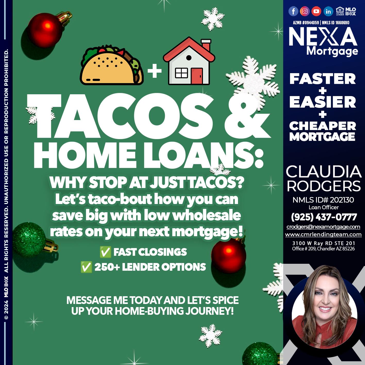 TACOS AND HOME LOANS - Claudia Rodgers -Loan Officer