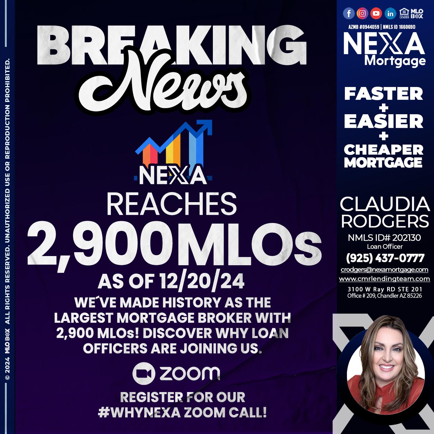 BREAKING NEWS - Claudia Rodgers -Loan Officer