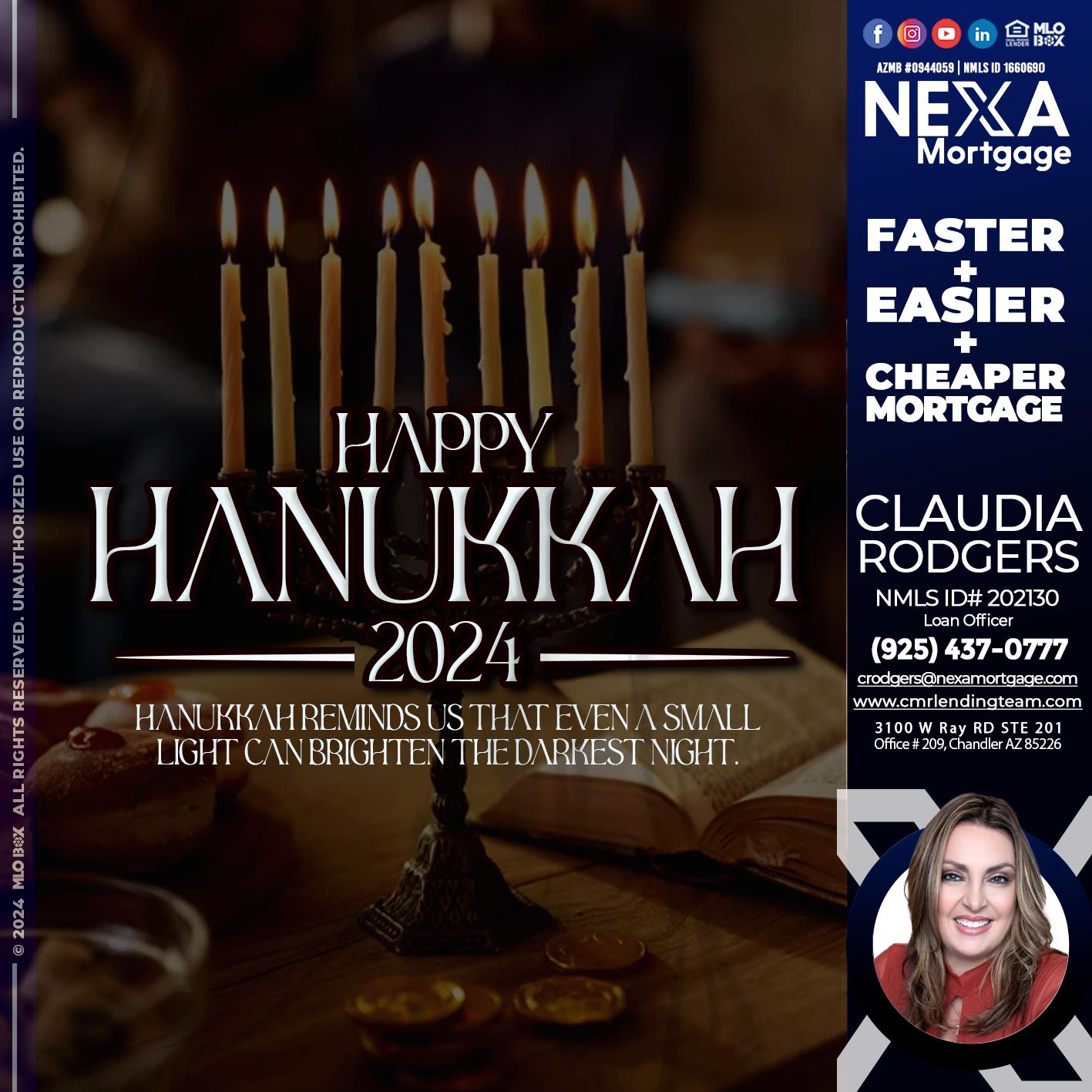 happy hanukkah - Claudia Rodgers -Loan Officer
