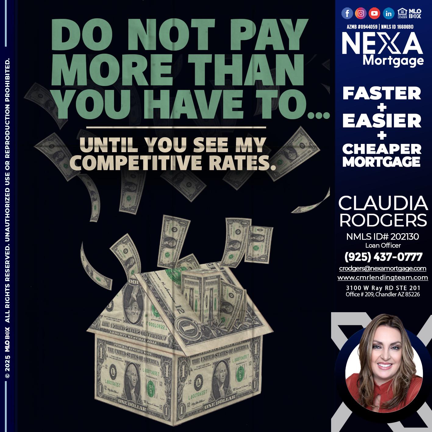 DO NOT PAY - Claudia Rodgers -Loan Officer