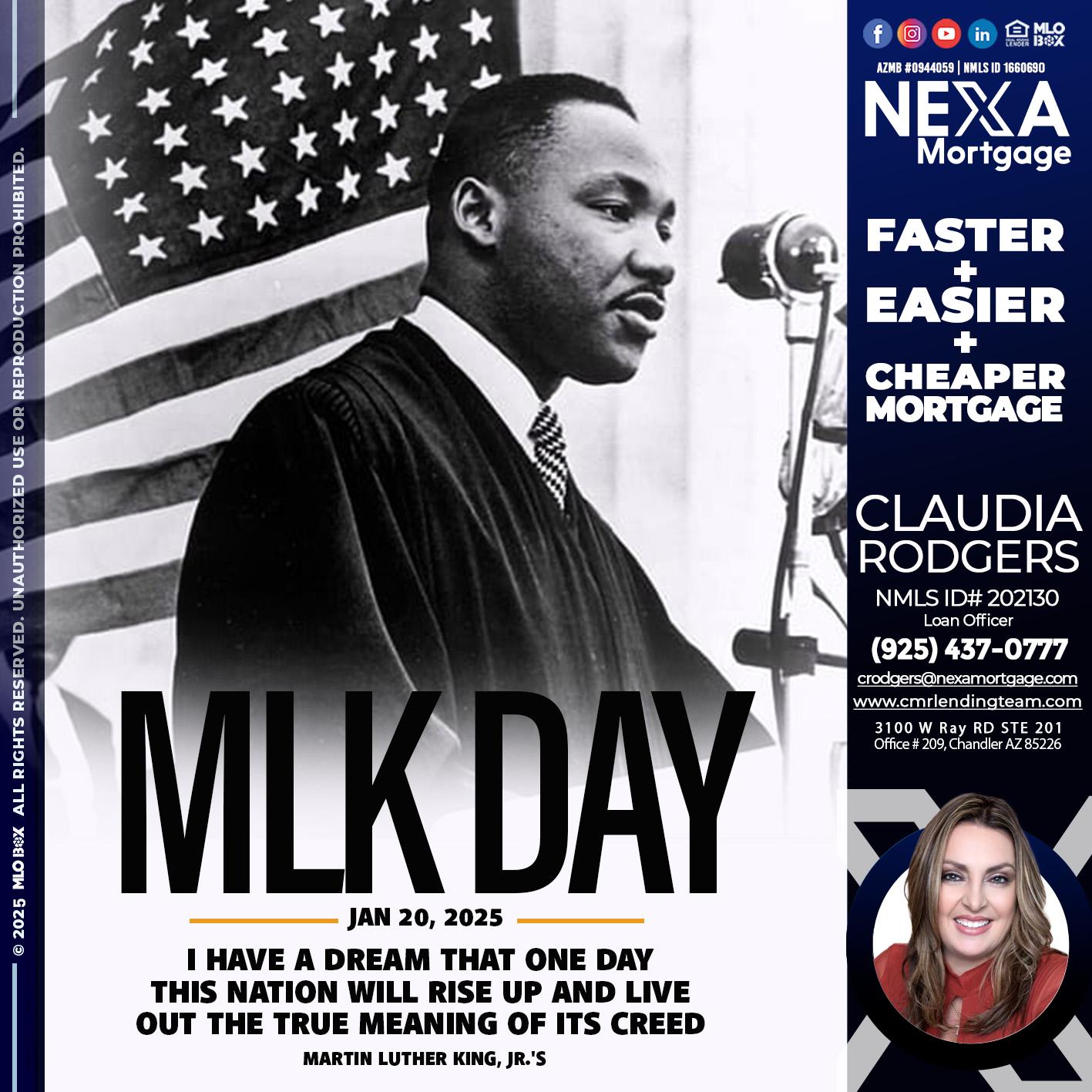 MLK DAY - Claudia Rodgers -Loan Officer