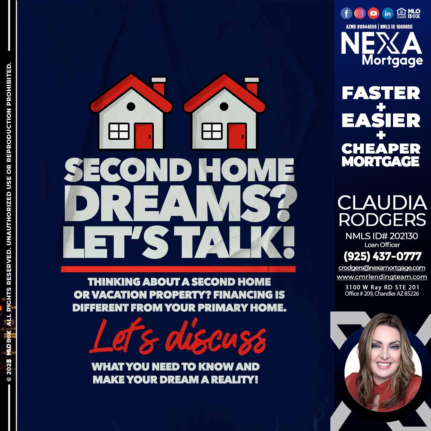 second home dreams? - Claudia Rodgers -Loan Officer