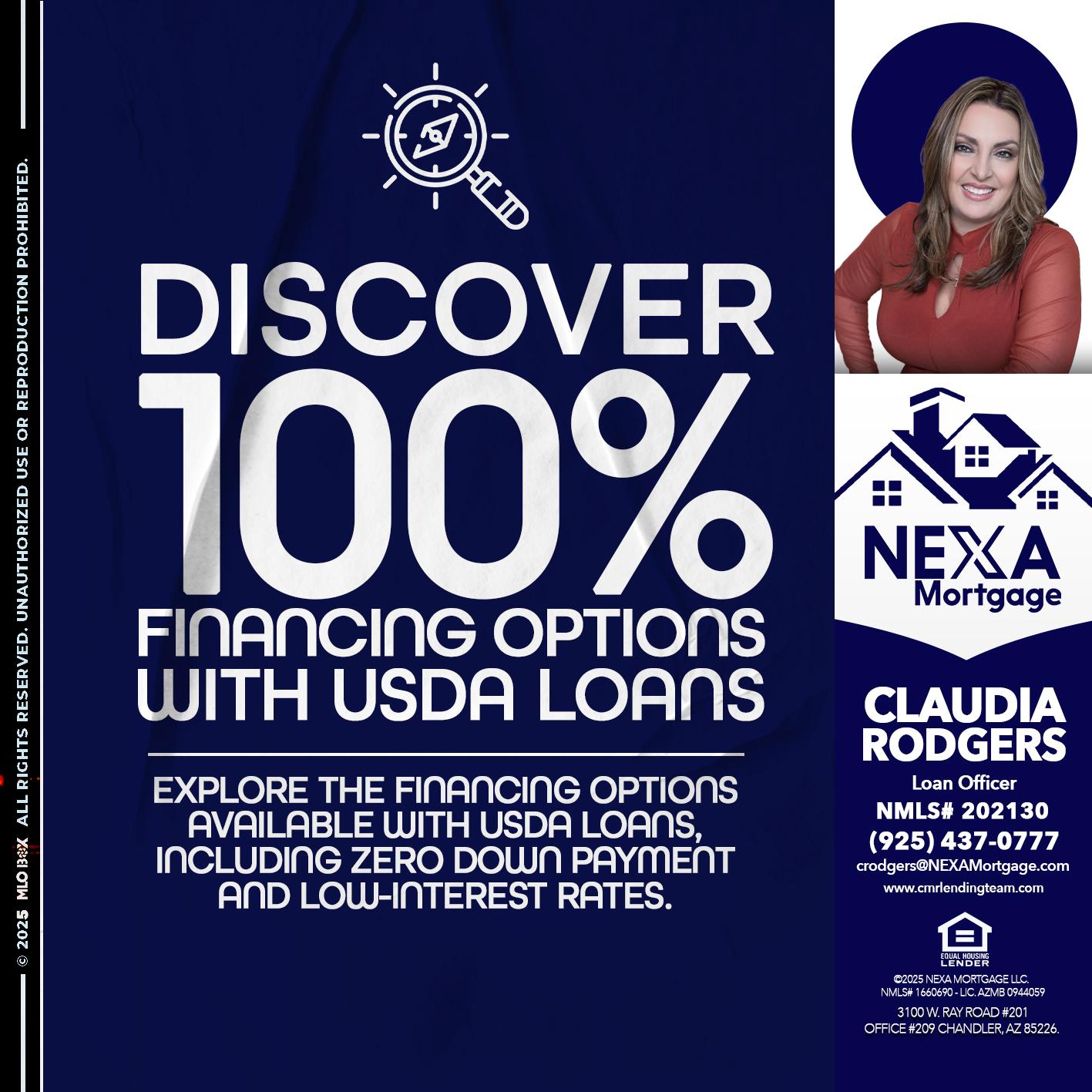 DISCOVER 100% - Claudia Rodgers -Loan Officer