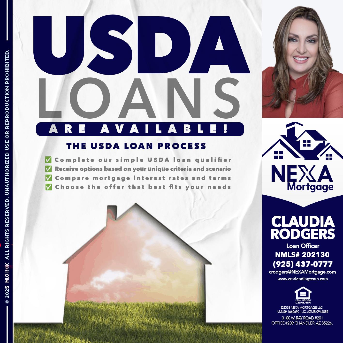 USDA LOANS - Claudia Rodgers -Loan Officer