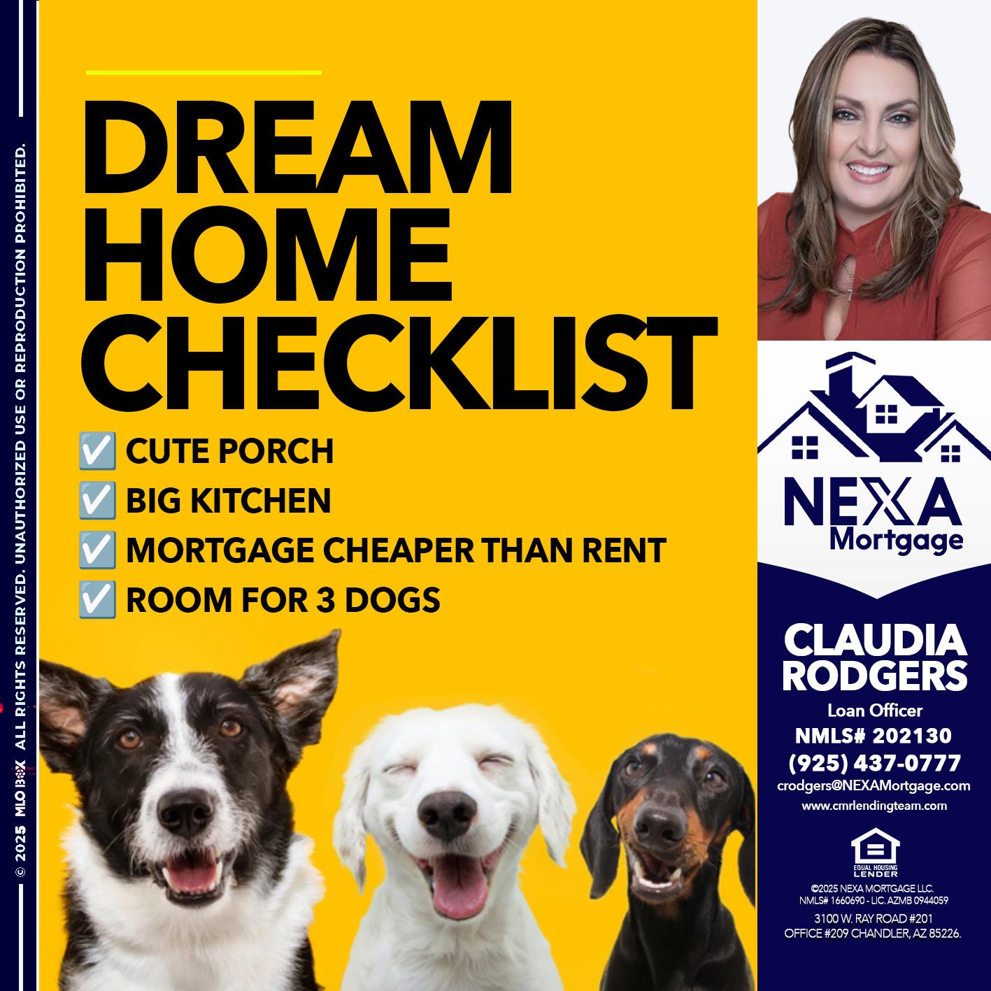 DREAM HOME CHEK LIST - Claudia Rodgers -Loan Officer