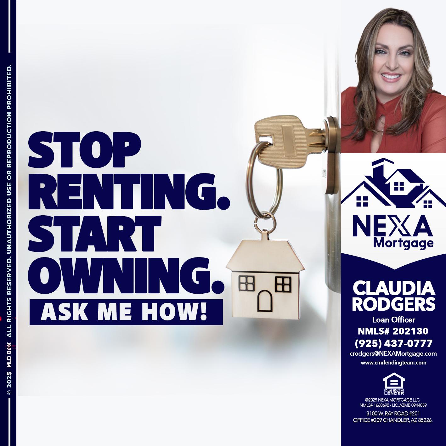 STOP RENTING - Claudia Rodgers -Loan Officer