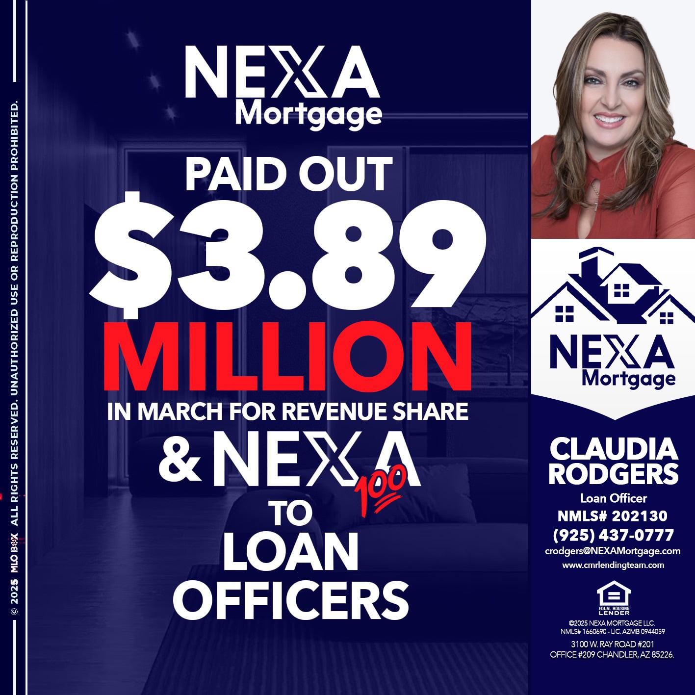 NEXA PAID OUT - Claudia Rodgers -Loan Officer