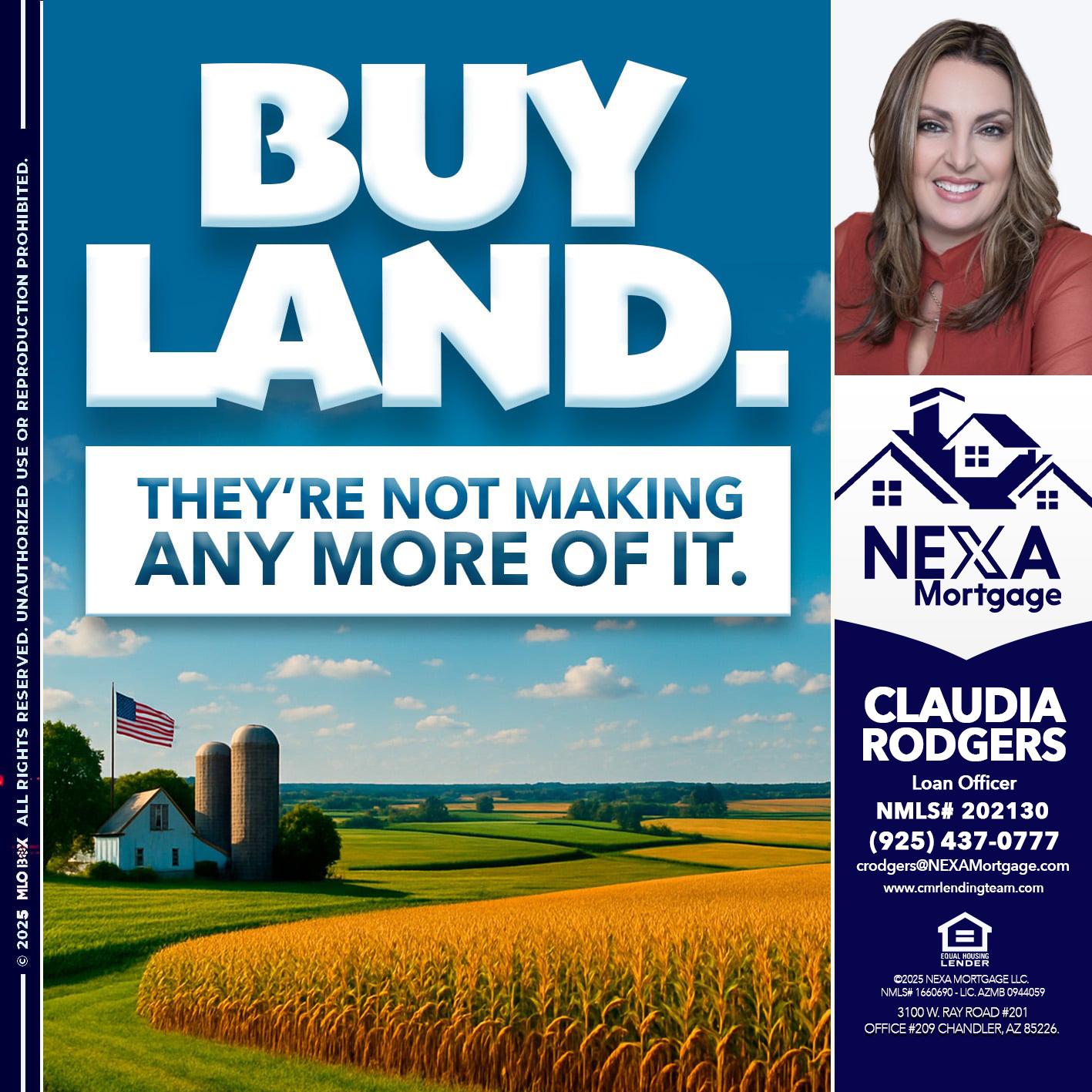 BUY LAND - Claudia Rodgers -Loan Officer