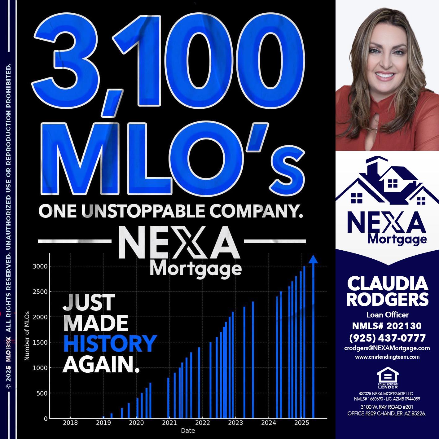3,100 MLO´s - Claudia Rodgers -Loan Officer
