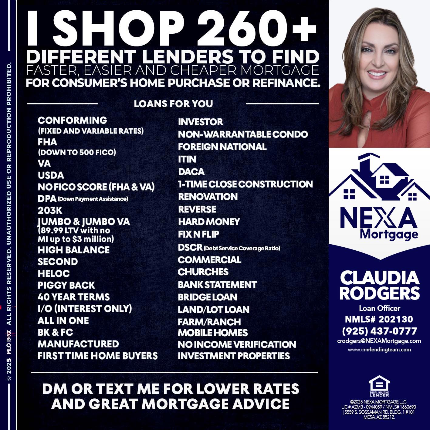 I SHOP +260 - Claudia Rodgers -Loan Officer