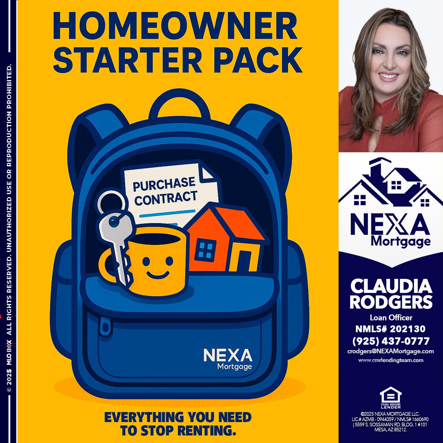 NEED A HOMEOWNER PACK.. - Claudia Rodgers -Loan Officer