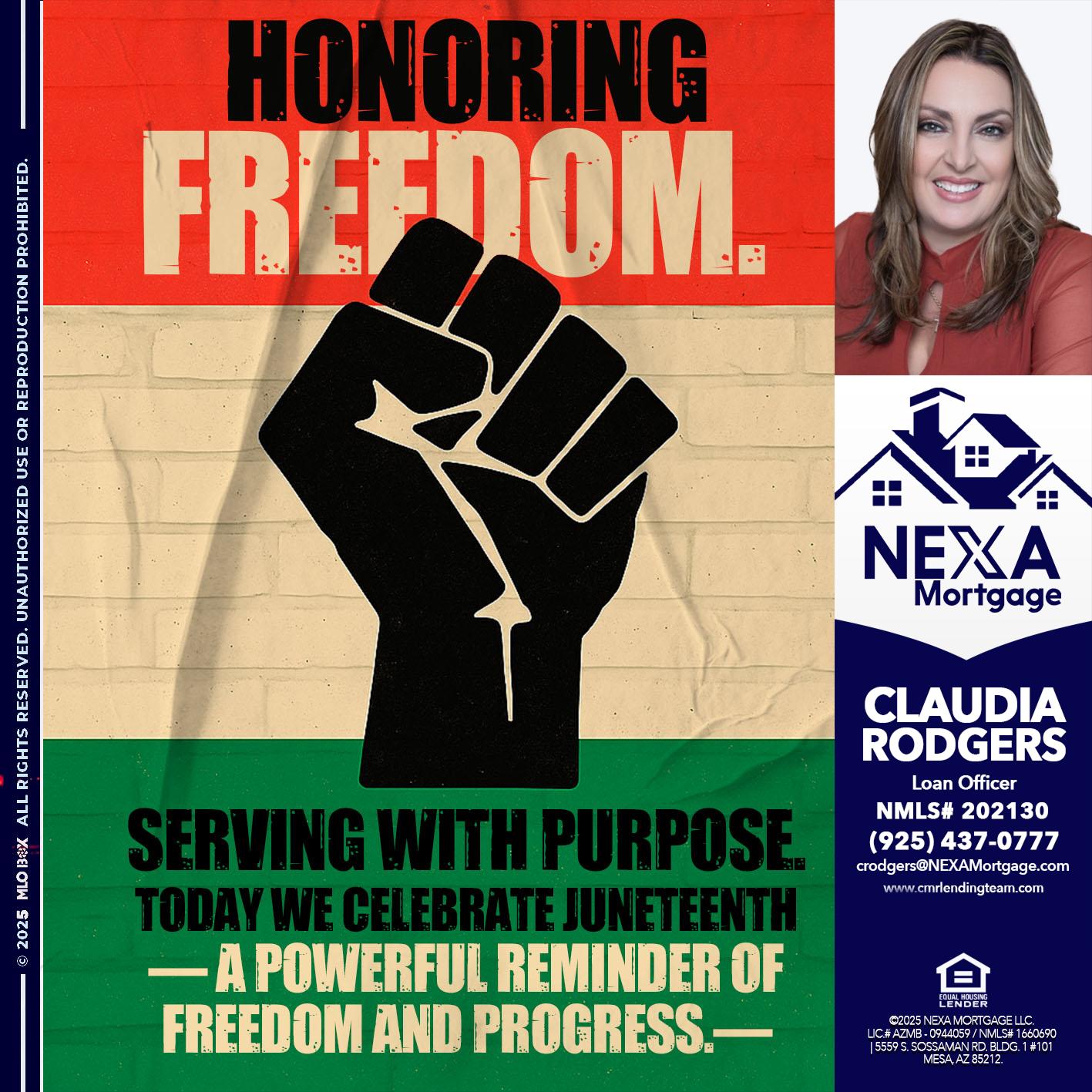 HONORING FREEDOM - Claudia Rodgers -Loan Officer