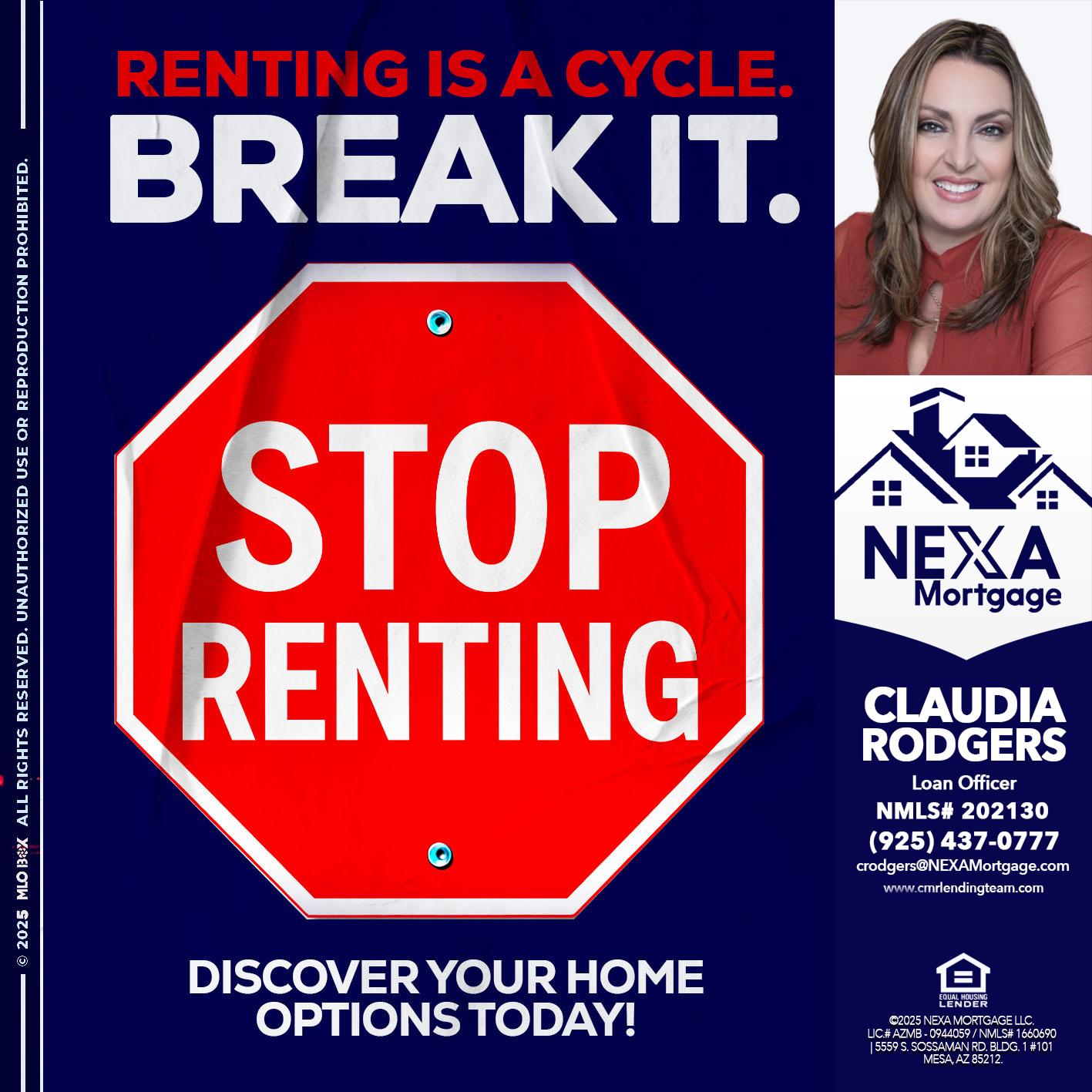 STOP RENTING - Claudia Rodgers -Loan Officer