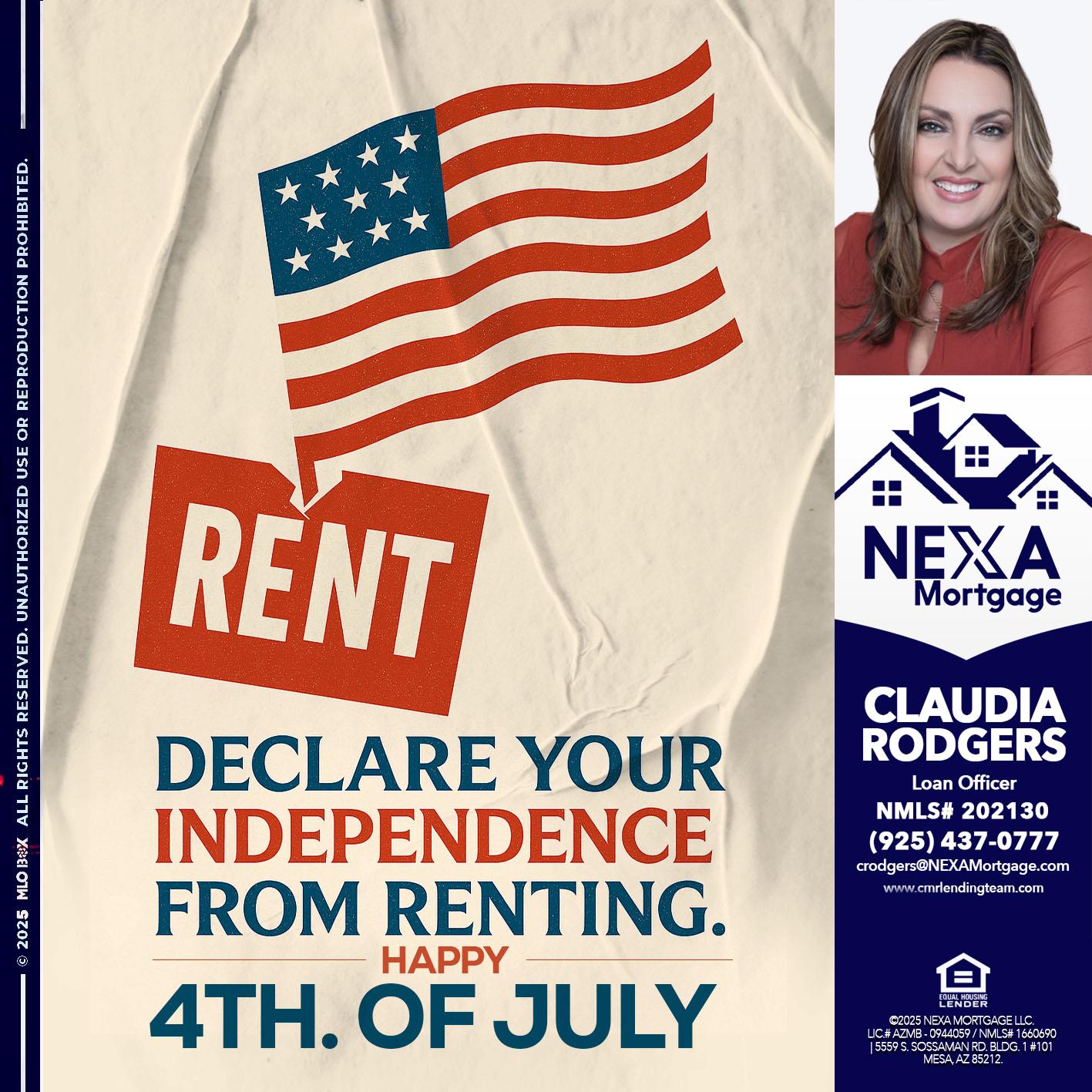 DECLARE YOUR INDEPENDENCE - Claudia Rodgers -Loan Officer