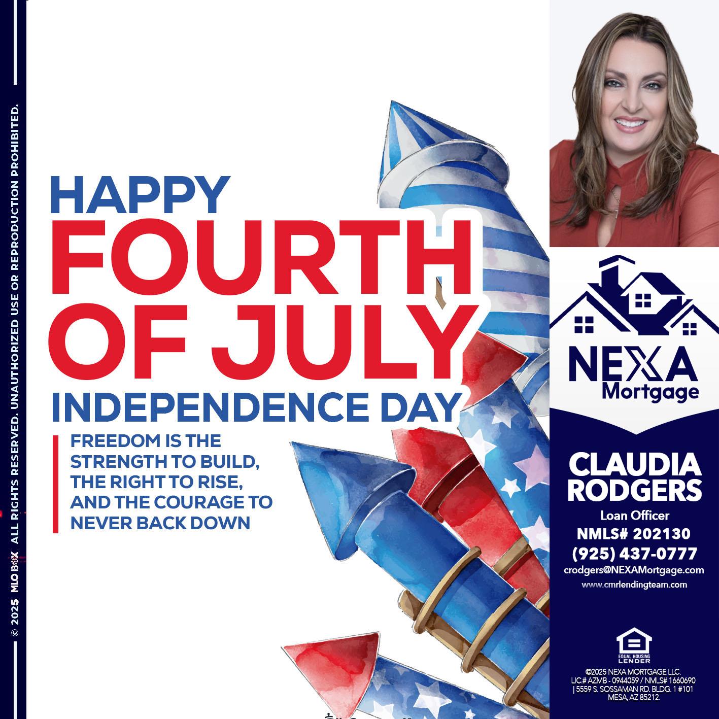 HAPPY FOURTH OF JULY - Claudia Rodgers -Loan Officer