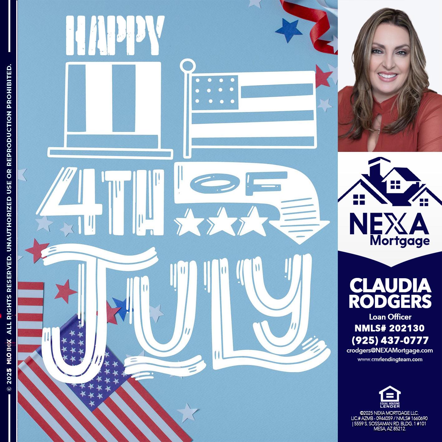 happy 4th of july - Claudia Rodgers -Loan Officer