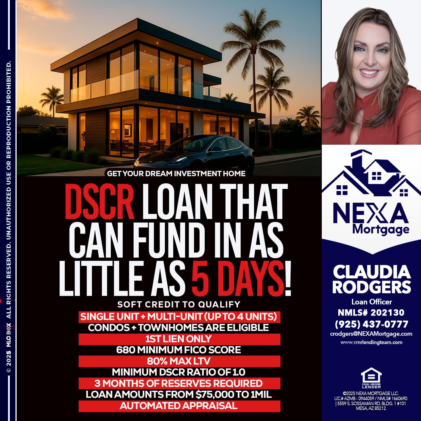 DSCR LOAN - Claudia Rodgers -Loan Officer