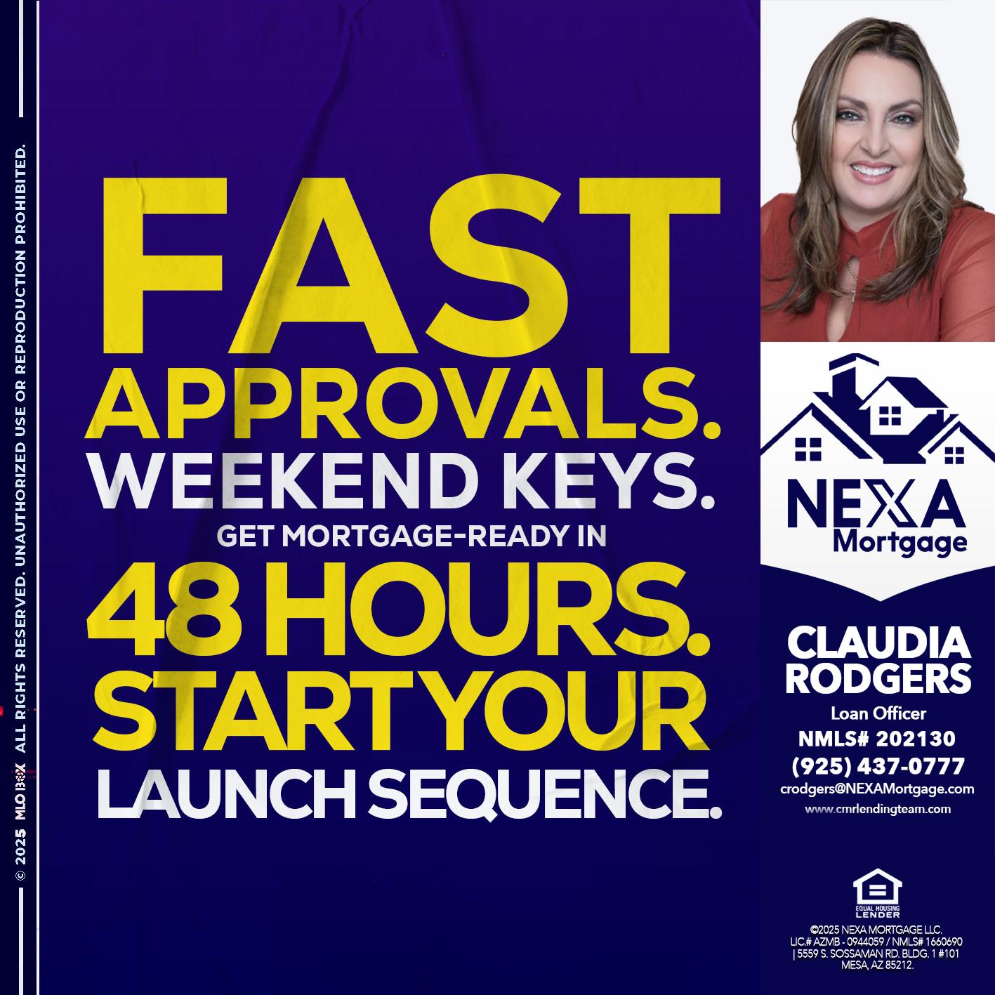 FAST APPROVALS - Claudia Rodgers -Loan Officer