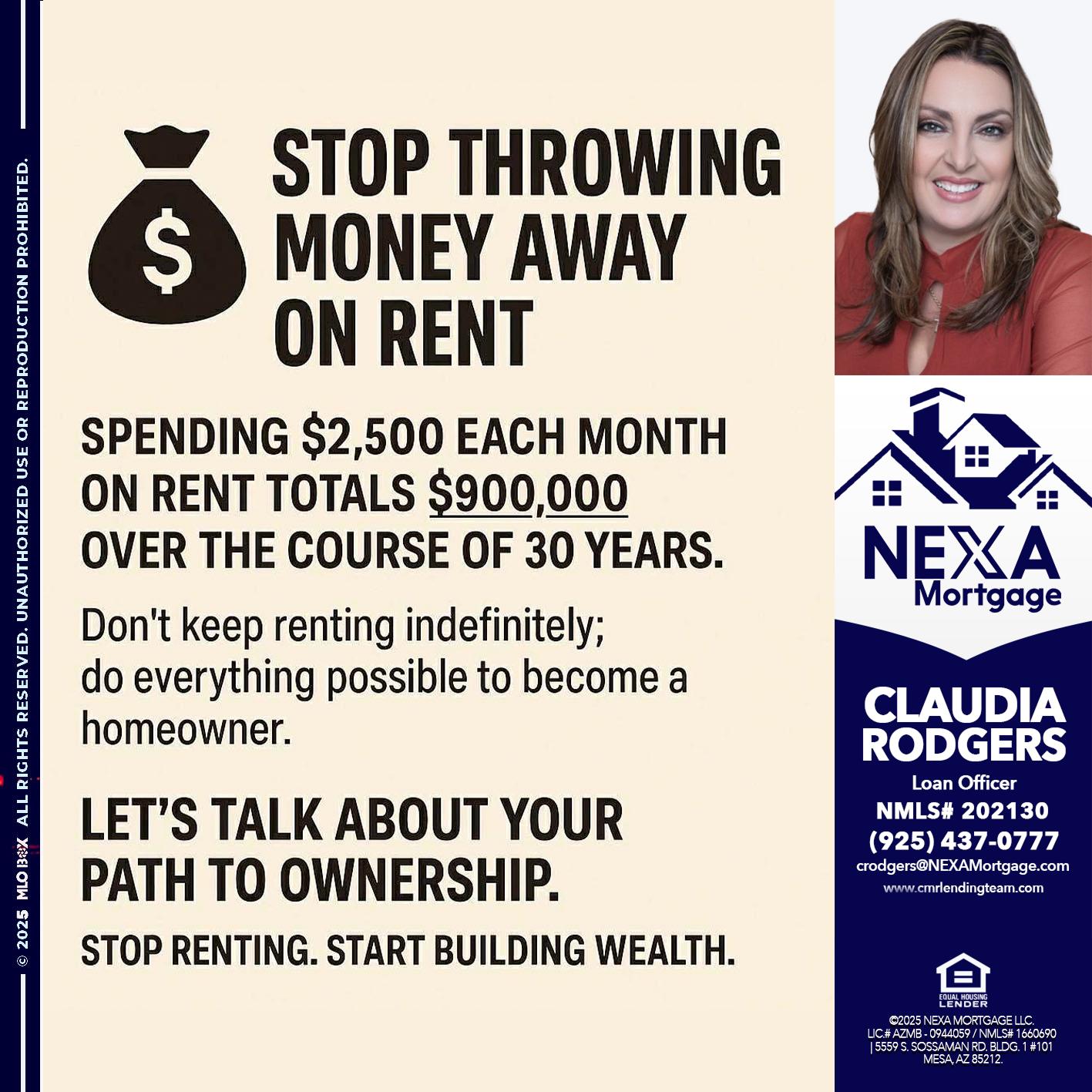 STOP THROWING - Claudia Rodgers -Loan Officer