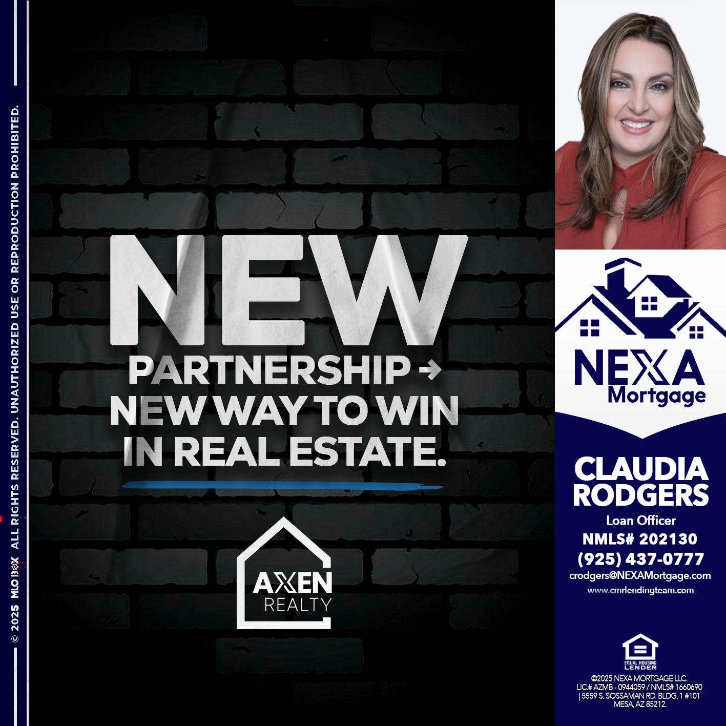 new partnership - Claudia Rodgers -Loan Officer