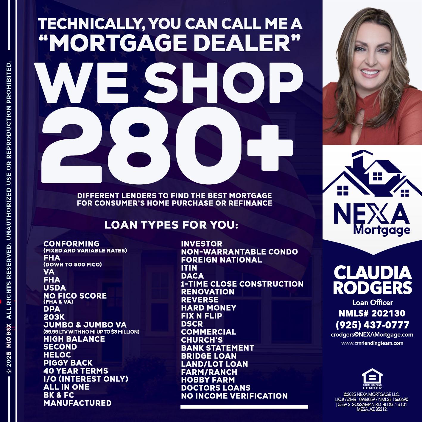 WE SHOP 280 + - Claudia Rodgers -Loan Officer