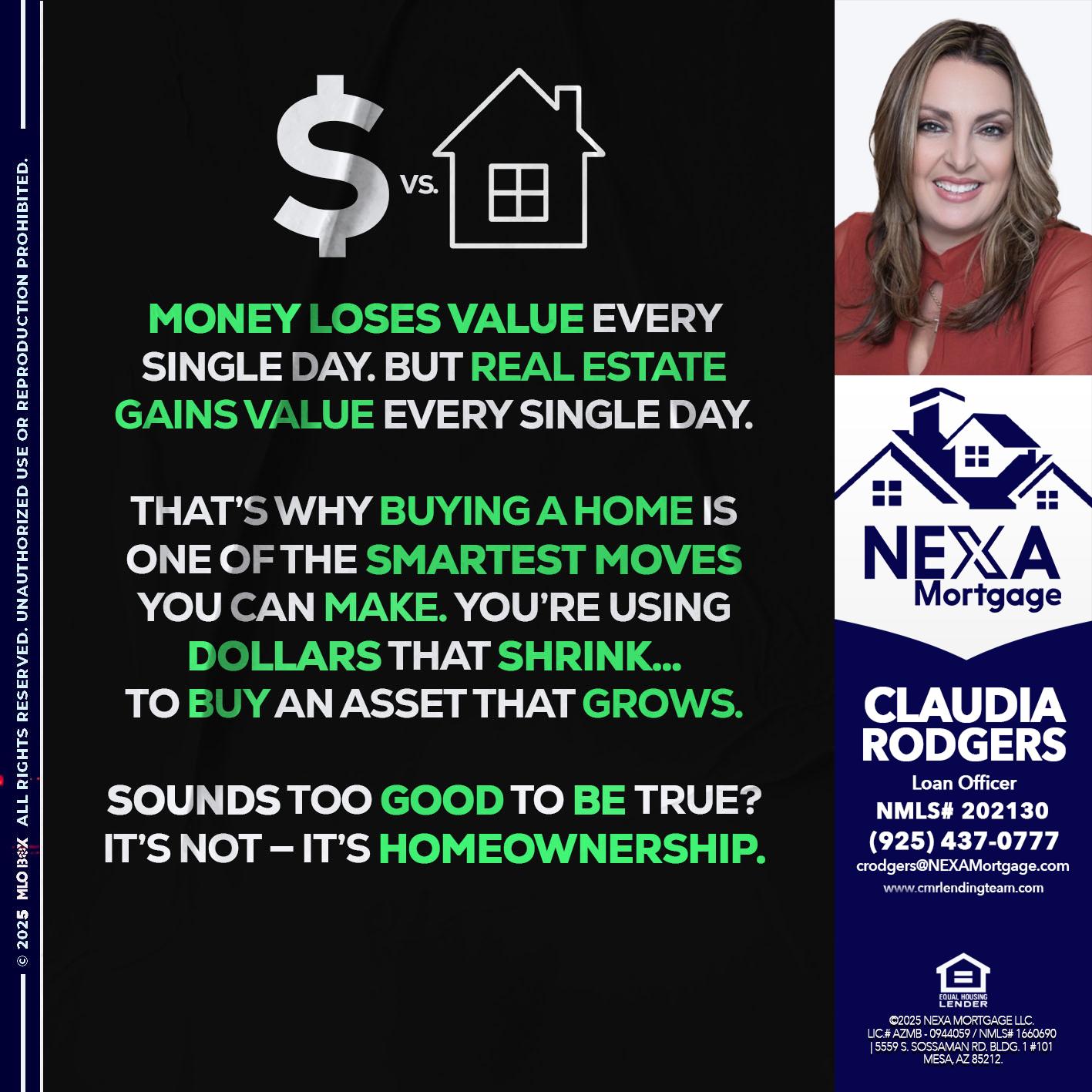 MONEY LOSES VALUE - Claudia Rodgers -Loan Officer