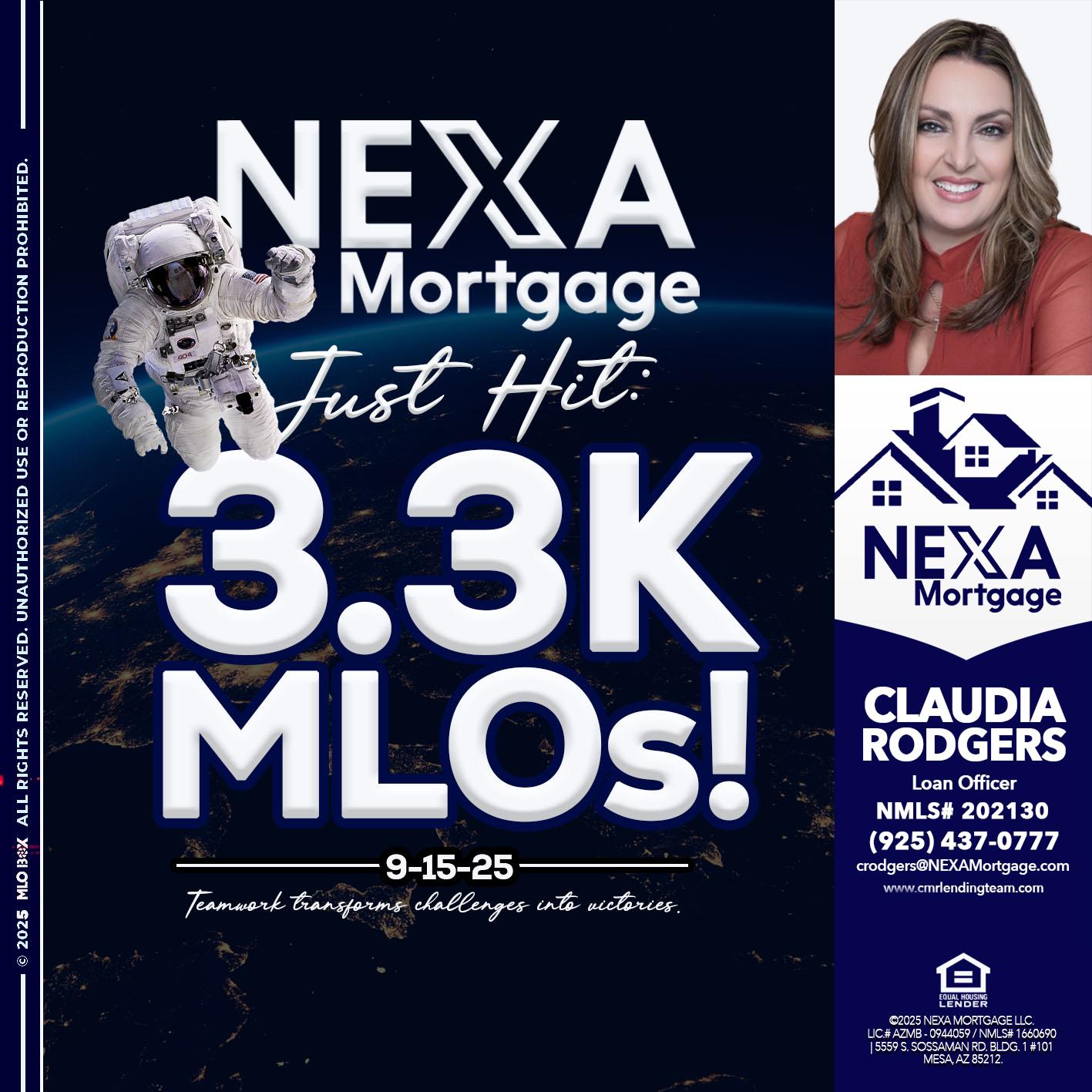 3.3K - Claudia Rodgers -Loan Officer