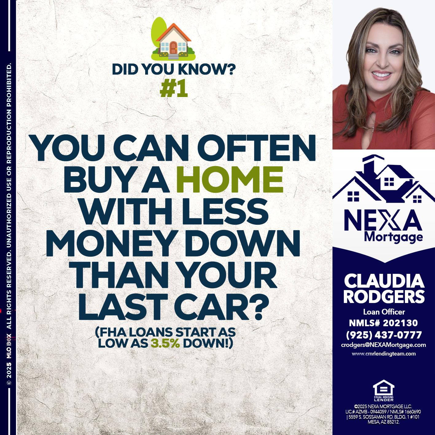 DID YOU KNOW #1 - Claudia Rodgers -Loan Officer