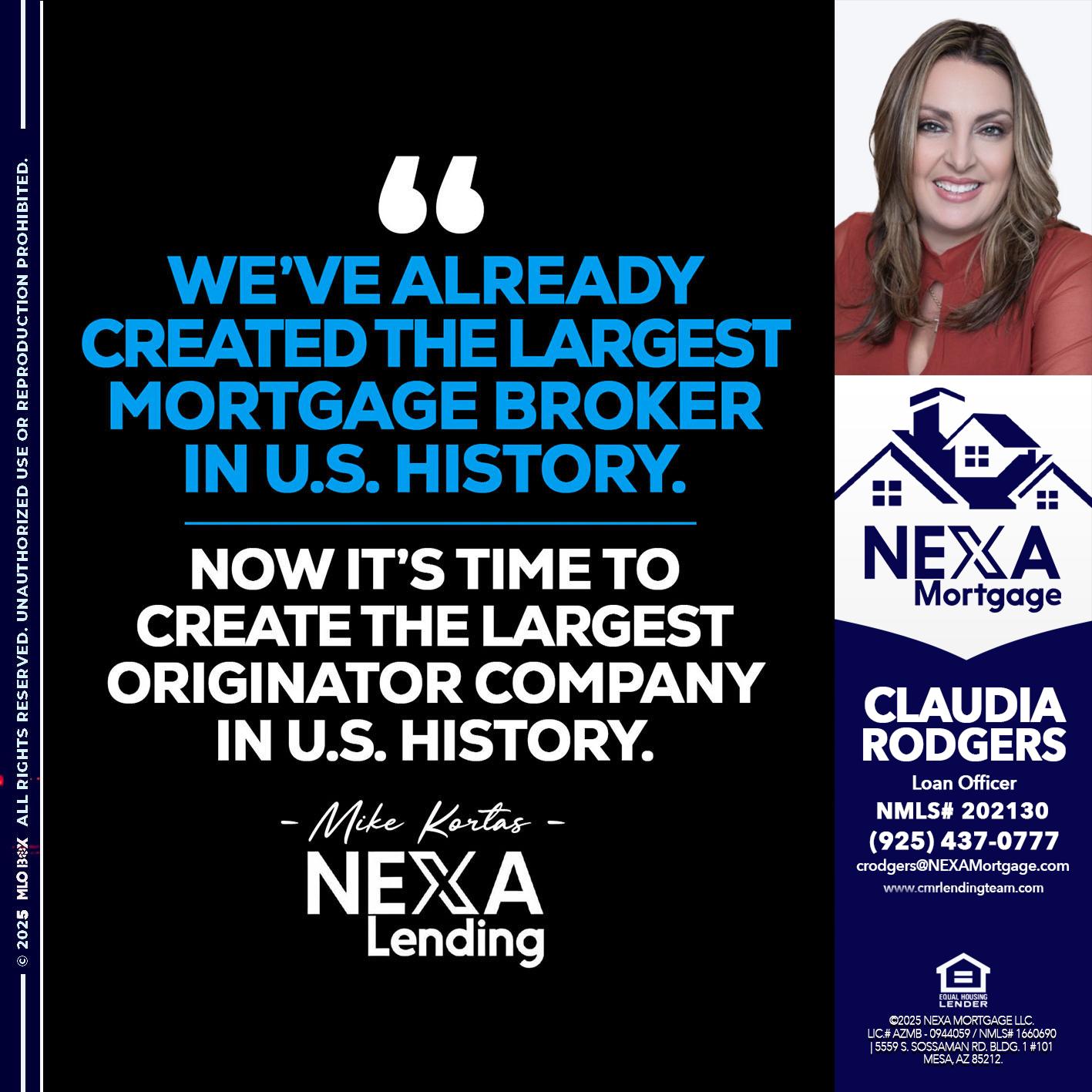 weve already - Claudia Rodgers -Loan Officer