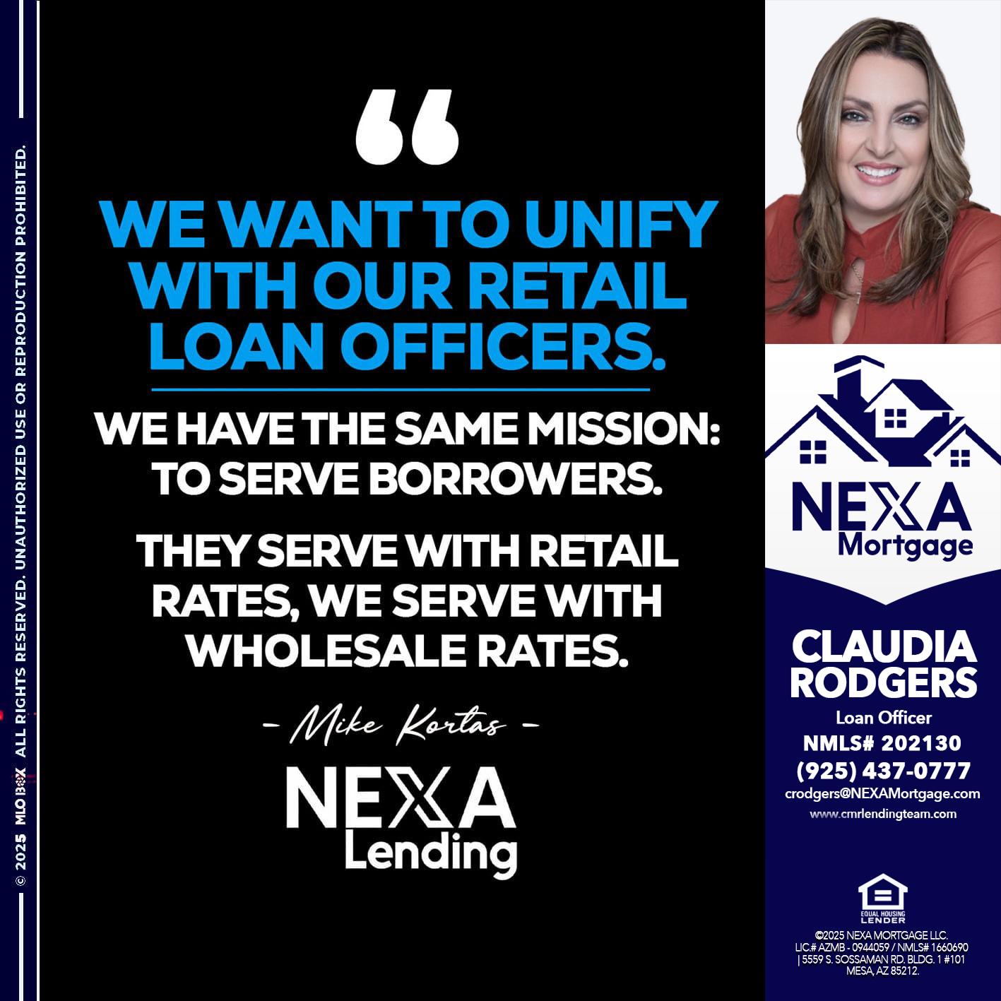 WE WANT - Claudia Rodgers -Loan Officer