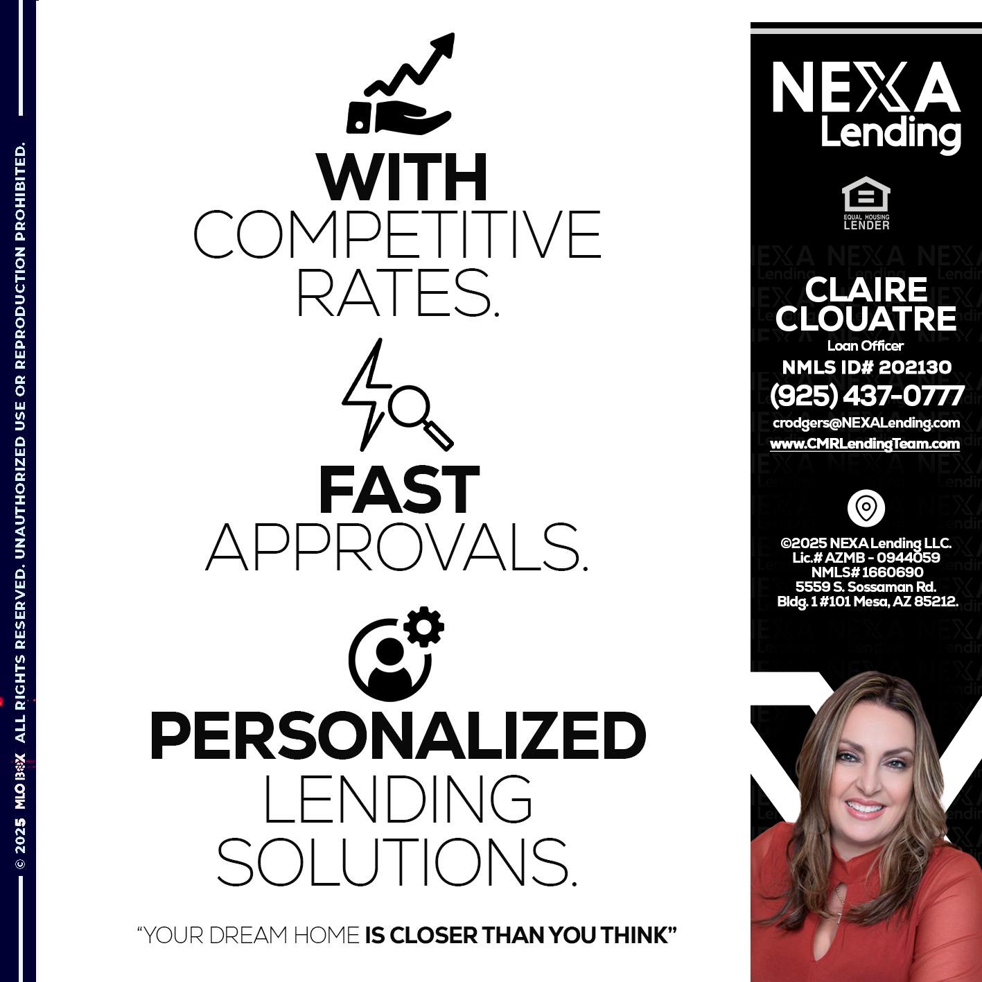 WITH COMPETITIVES RATES - Claudia Rodgers -Loan Officer