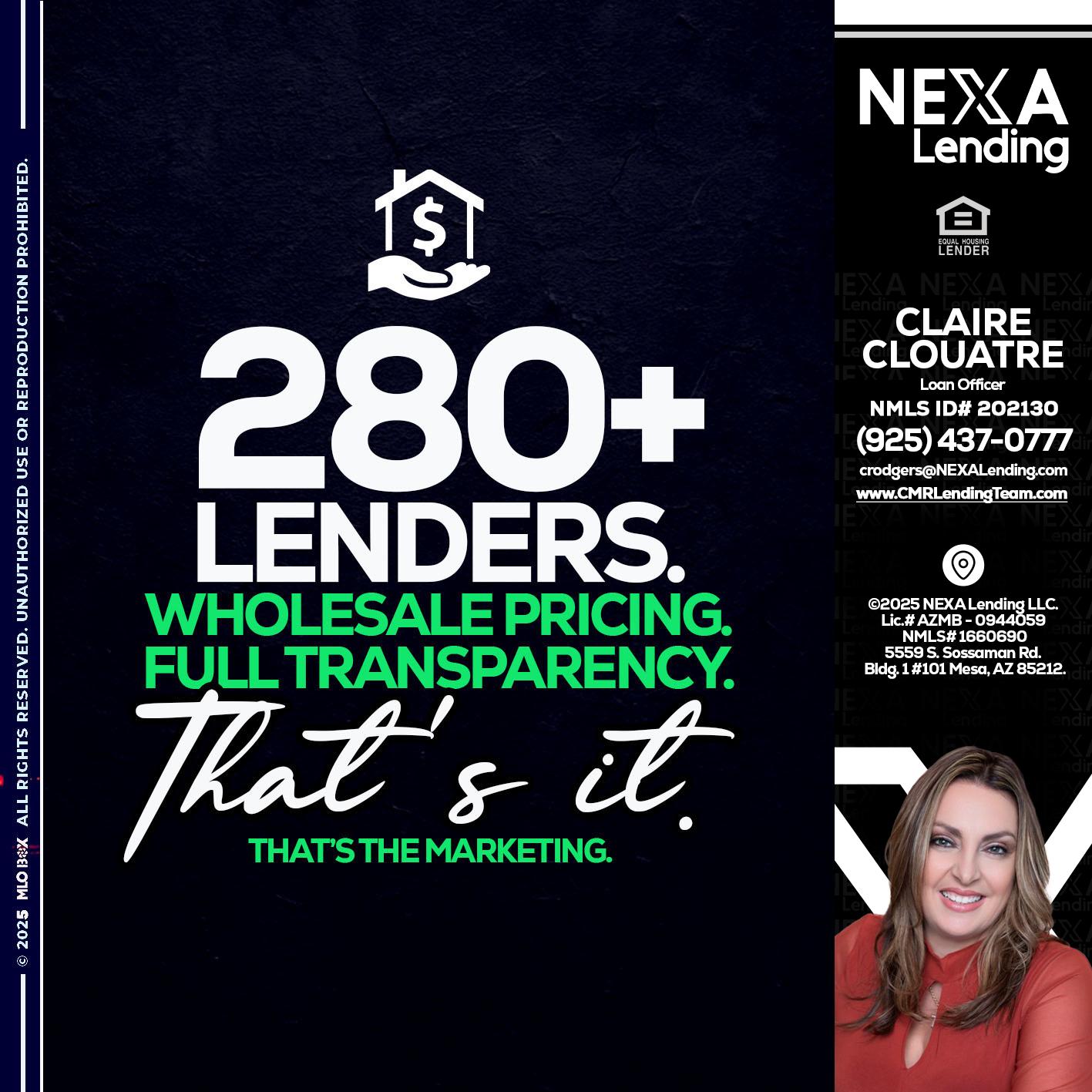 280+ LENDERS - Claudia Rodgers -Loan Officer