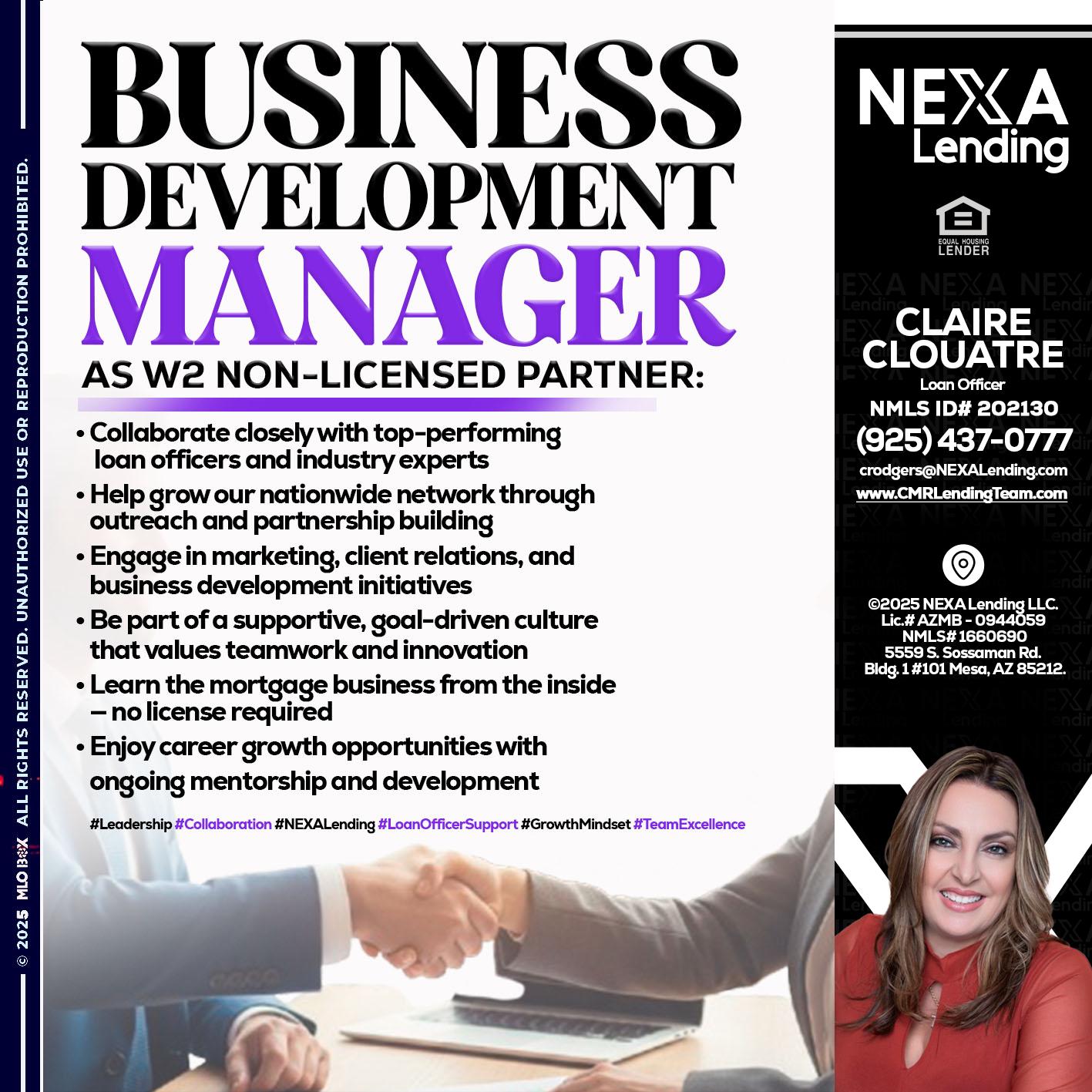 business development - Claudia Rodgers -Loan Officer