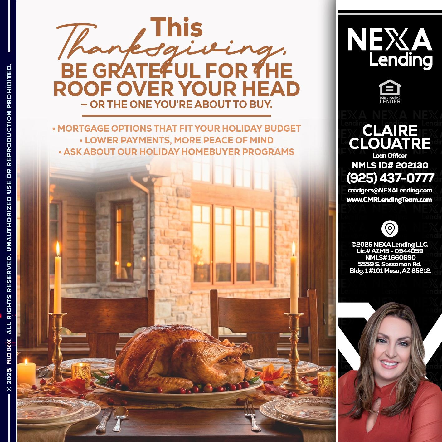 THIS THANKSGIVING - Claudia Rodgers -Loan Officer