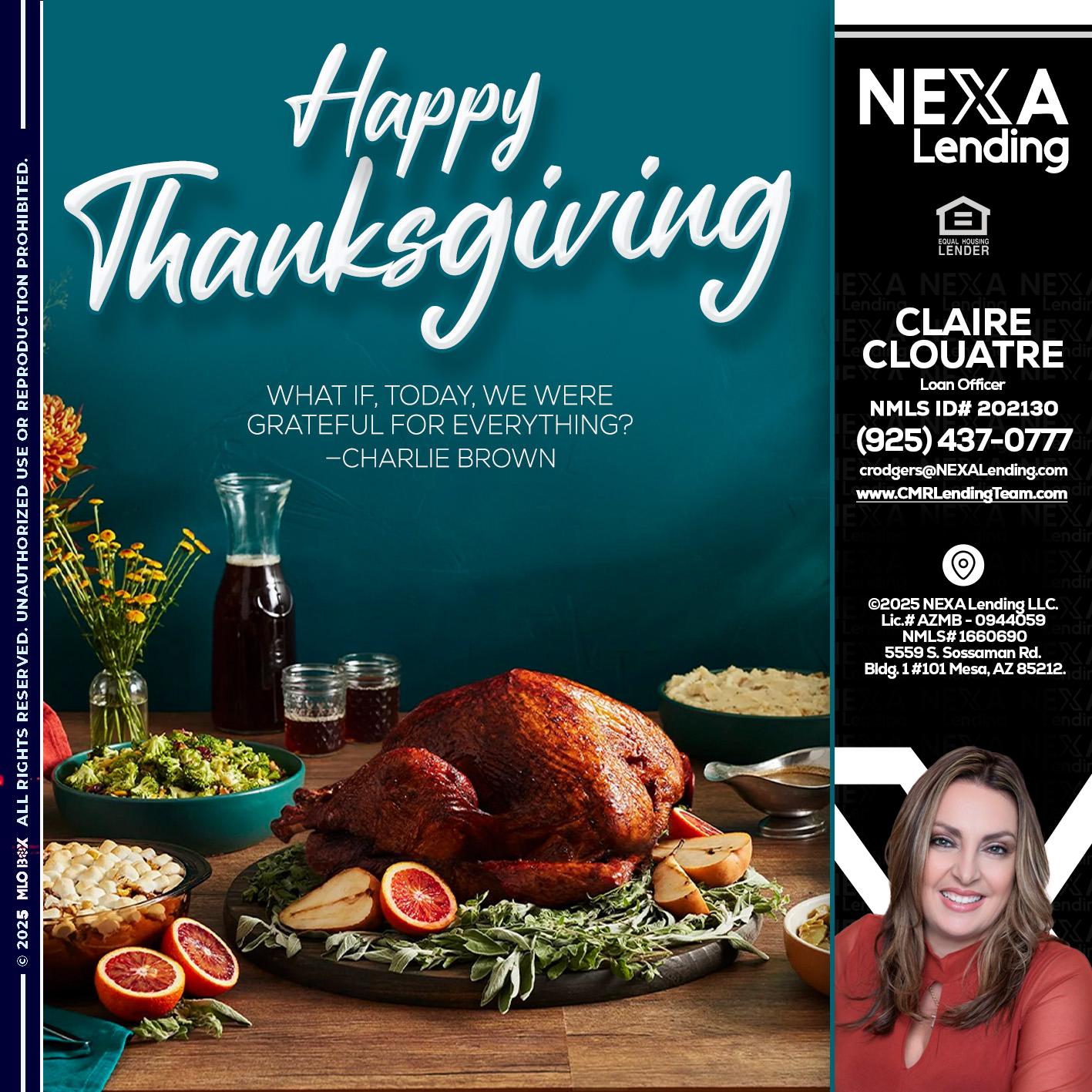 happy Thanksgiving - Claudia Rodgers -Loan Officer