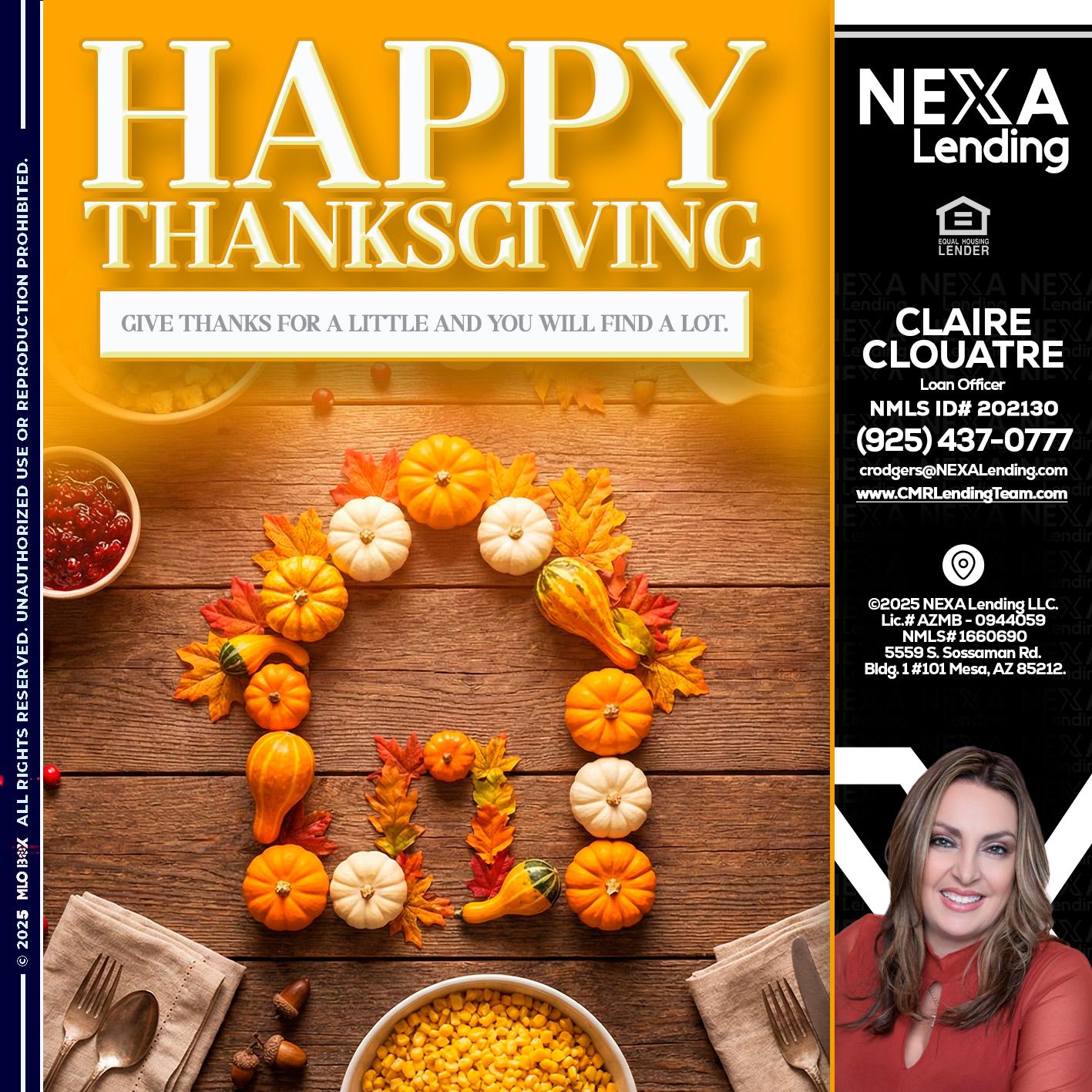 HAPPY THANKSGIVING - Claudia Rodgers -Loan Officer