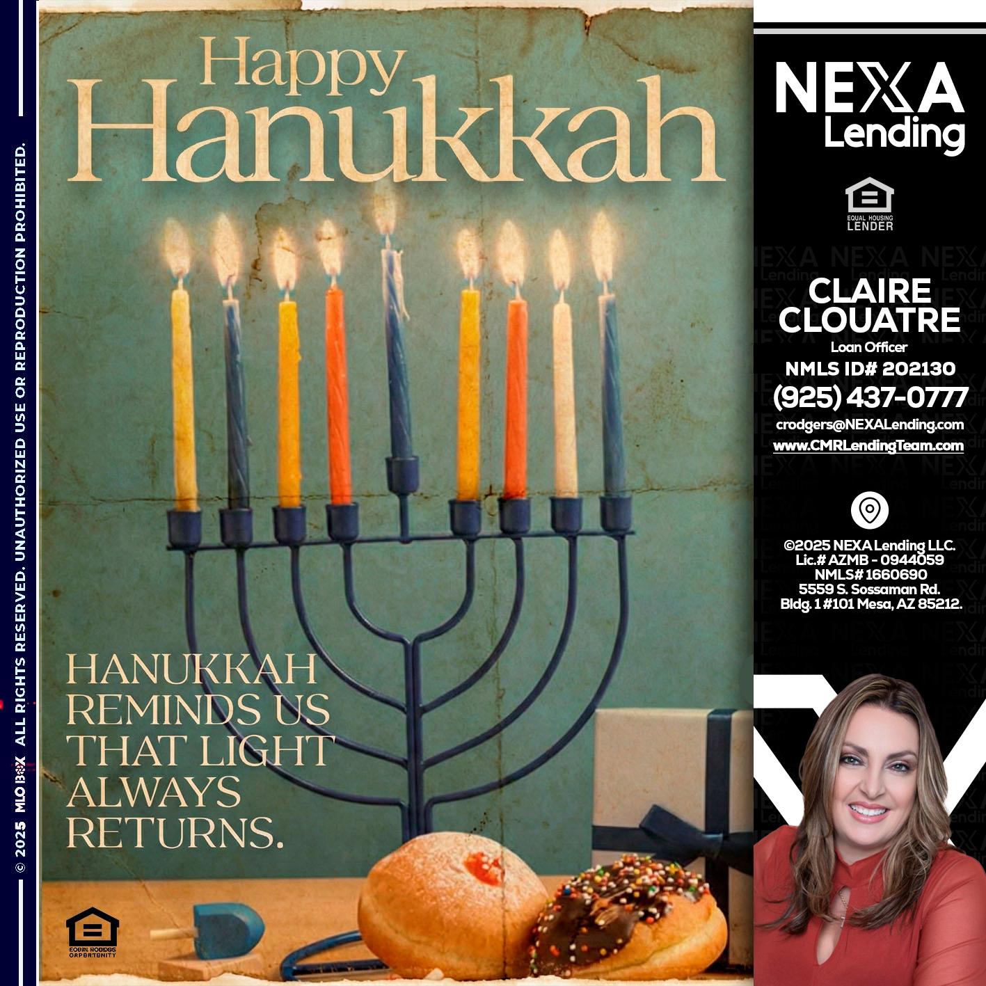 HAPPY HANUKKAH - Claudia Rodgers -Loan Officer