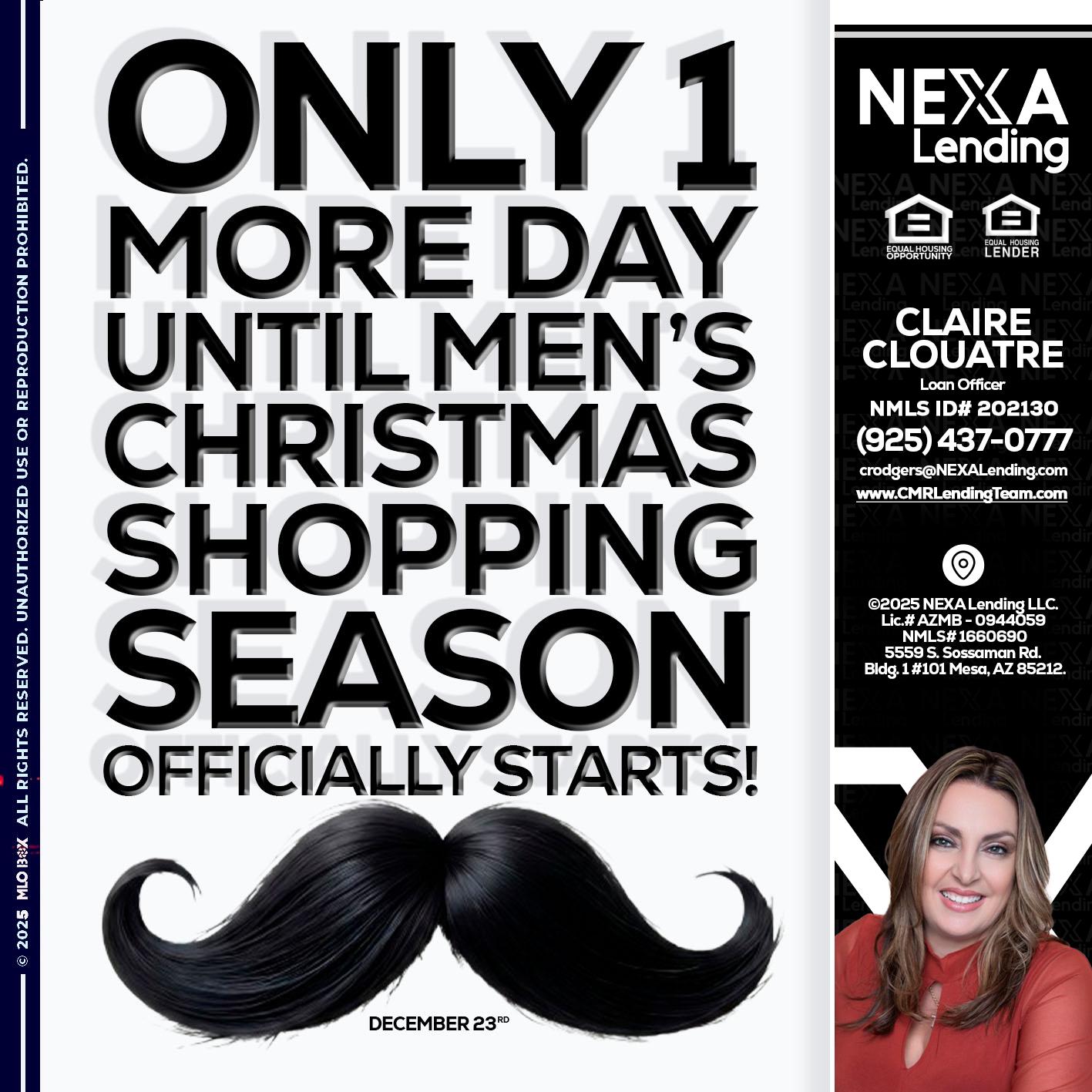 ONLY 1 DAY - Claudia Rodgers -Loan Officer