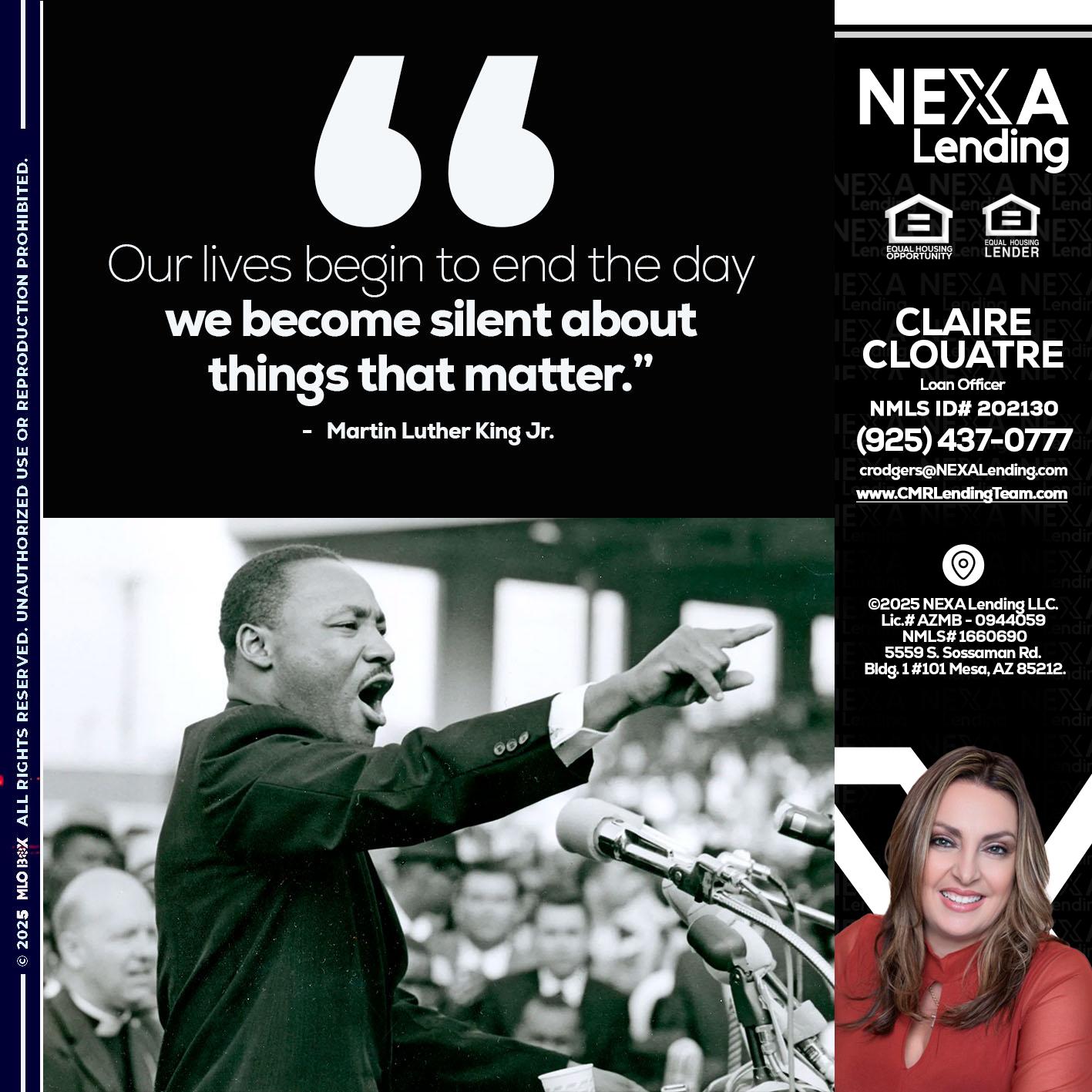 our lives MLK DAY - Claudia Rodgers -Loan Officer