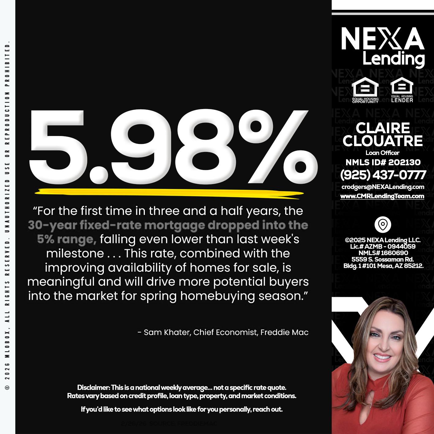 5.98% - Claudia Rodgers -Loan Officer