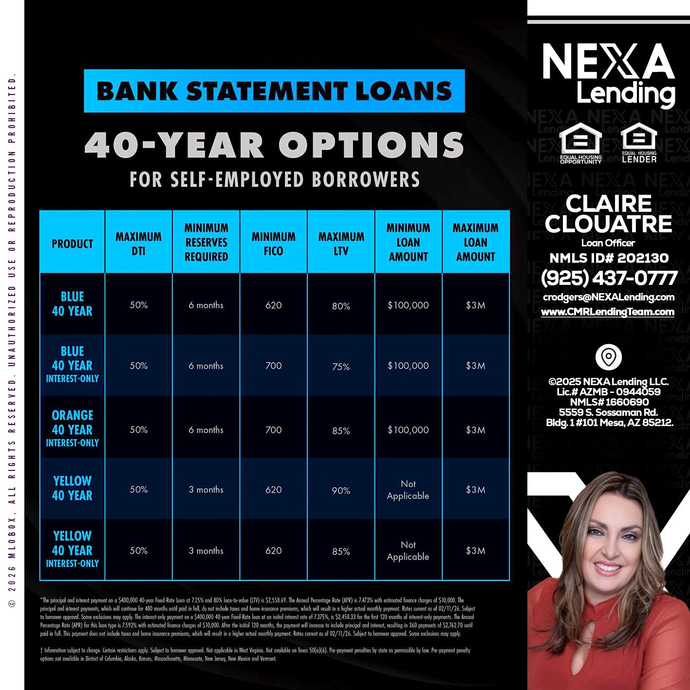 40 YR. OPTIONS - Claudia Rodgers -Loan Officer