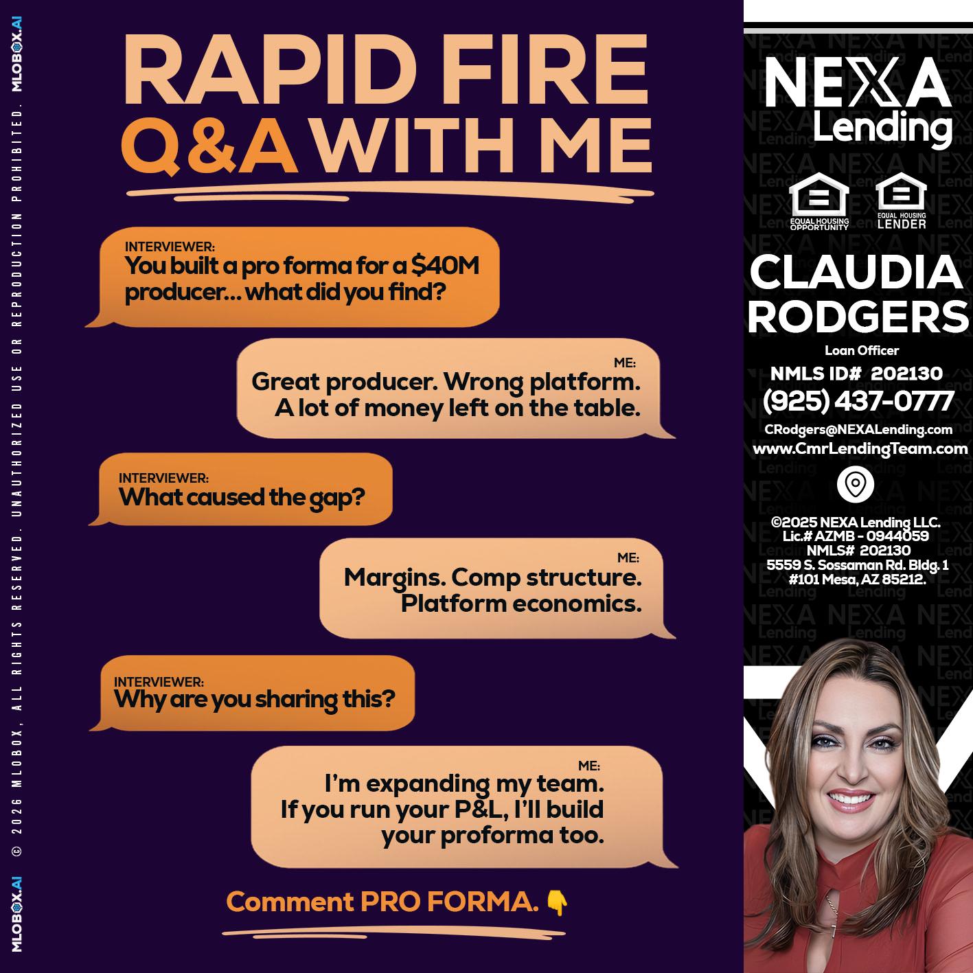 RAPID FIRE - Claudia Rodgers -Loan Officer