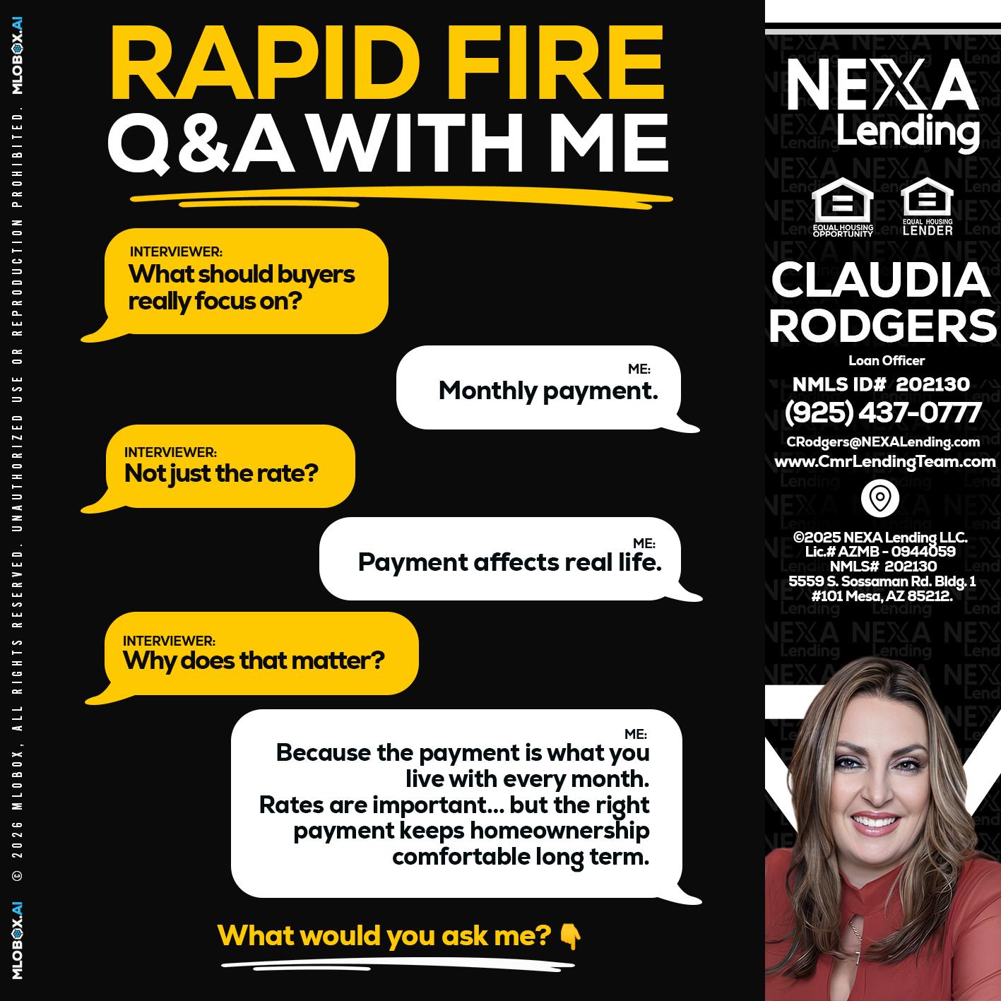 RAPID FIRE Q&A - Claudia Rodgers -Loan Officer